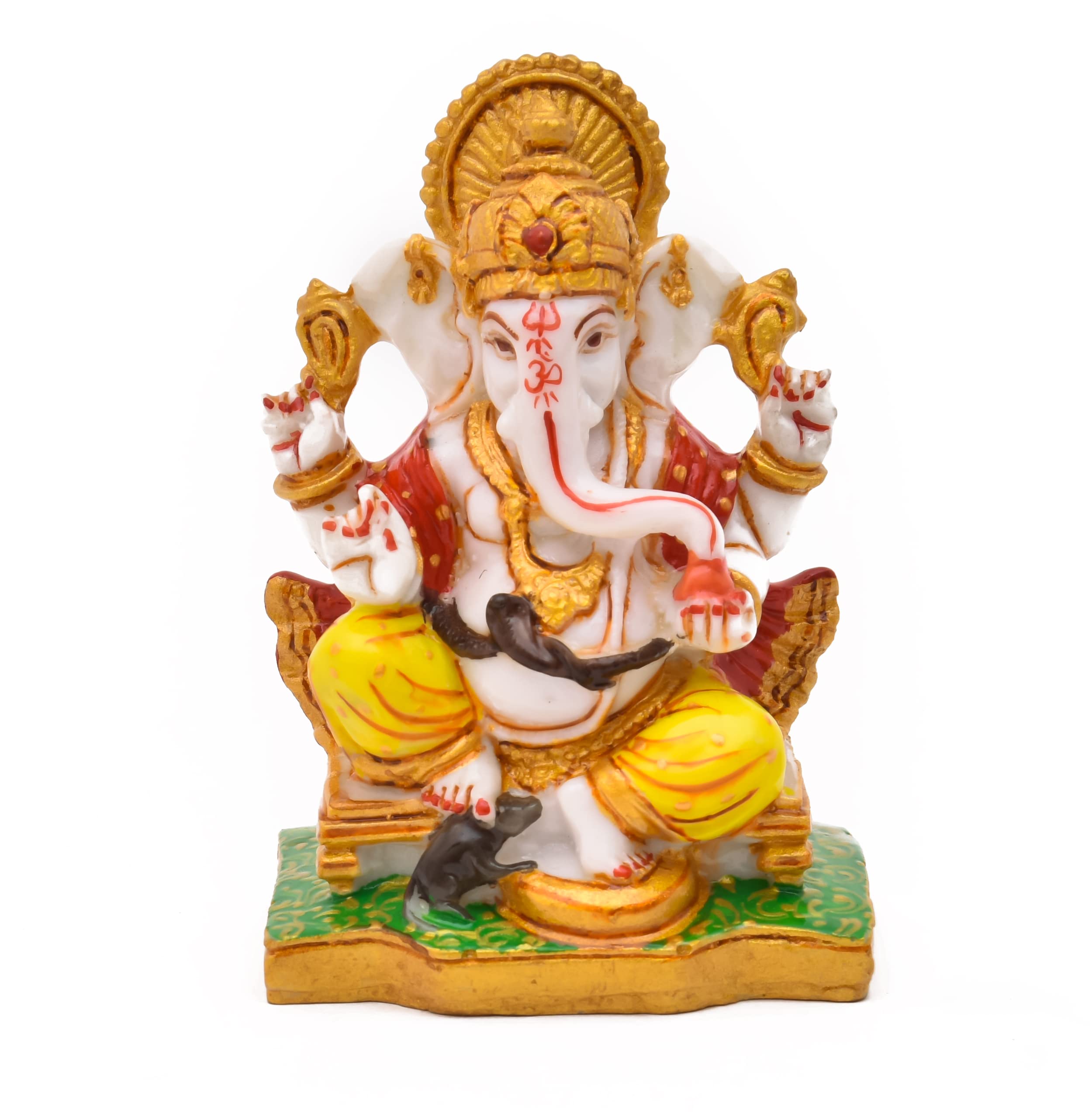 Archna Handicraft Polyresin Lord Ganesha Statue for Pooja Lord Ganesh Murti Idol for Home Office Decorations (4 x 3 Inches)