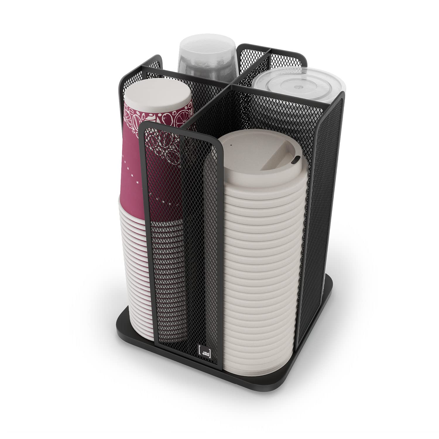 Mindspace Cup and Lid Holder | Coffee Cup Dispenser for Restaurant, Breakroom, Coffee Station, Bar, Buffet, Kitchen Cabinet, Cou