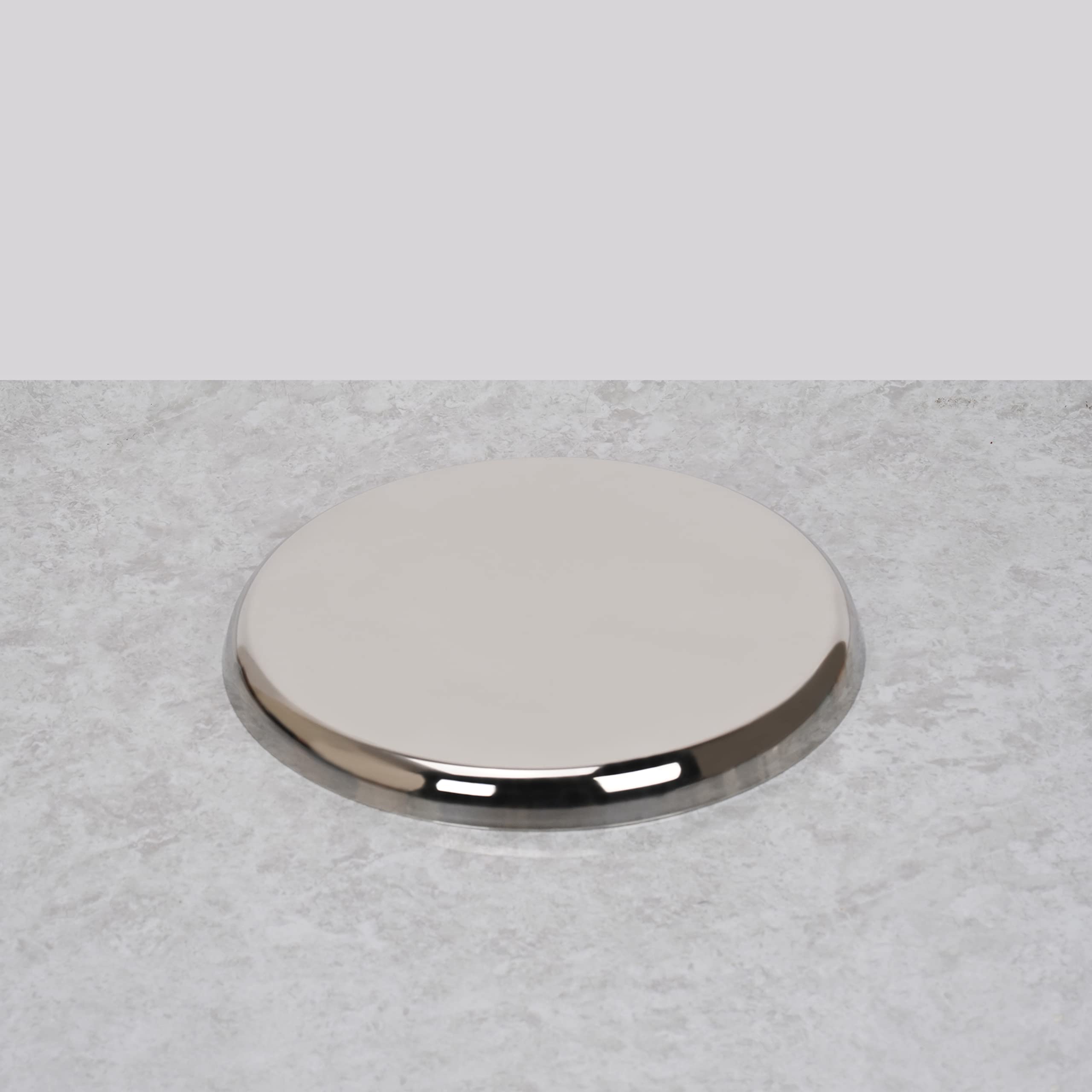 Sumeet Stainless-Steel Apple Shape Heavy Gauge Dinner Plates with Mirror Finish-34.6cm Dia, 1pc, Silver