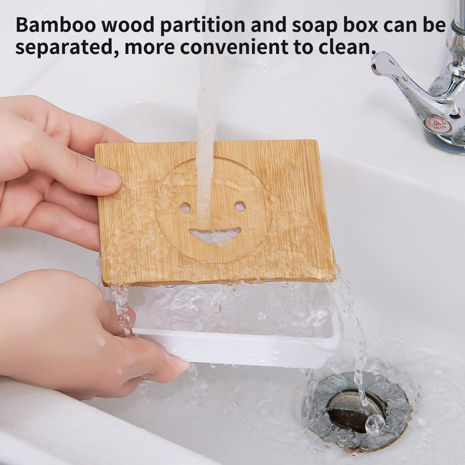 Bamboo Soap Dishes For Shower Wooden Soap Bar Holder For Bathroom Soap Tray Easy To Clean, Durable And With Non-Slip Pads(Single