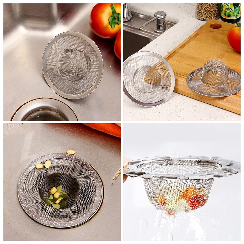 10pcs Mesh Sink Strainer  4.5'' Diameter Stainless Steel Slop Basket Filter Trap  Metal Kitchen Drain Strainer  Hair Basket Drain - Fits Most Kitchen Sinks  Bathroom Sinks Shower Drains Floor Drain
