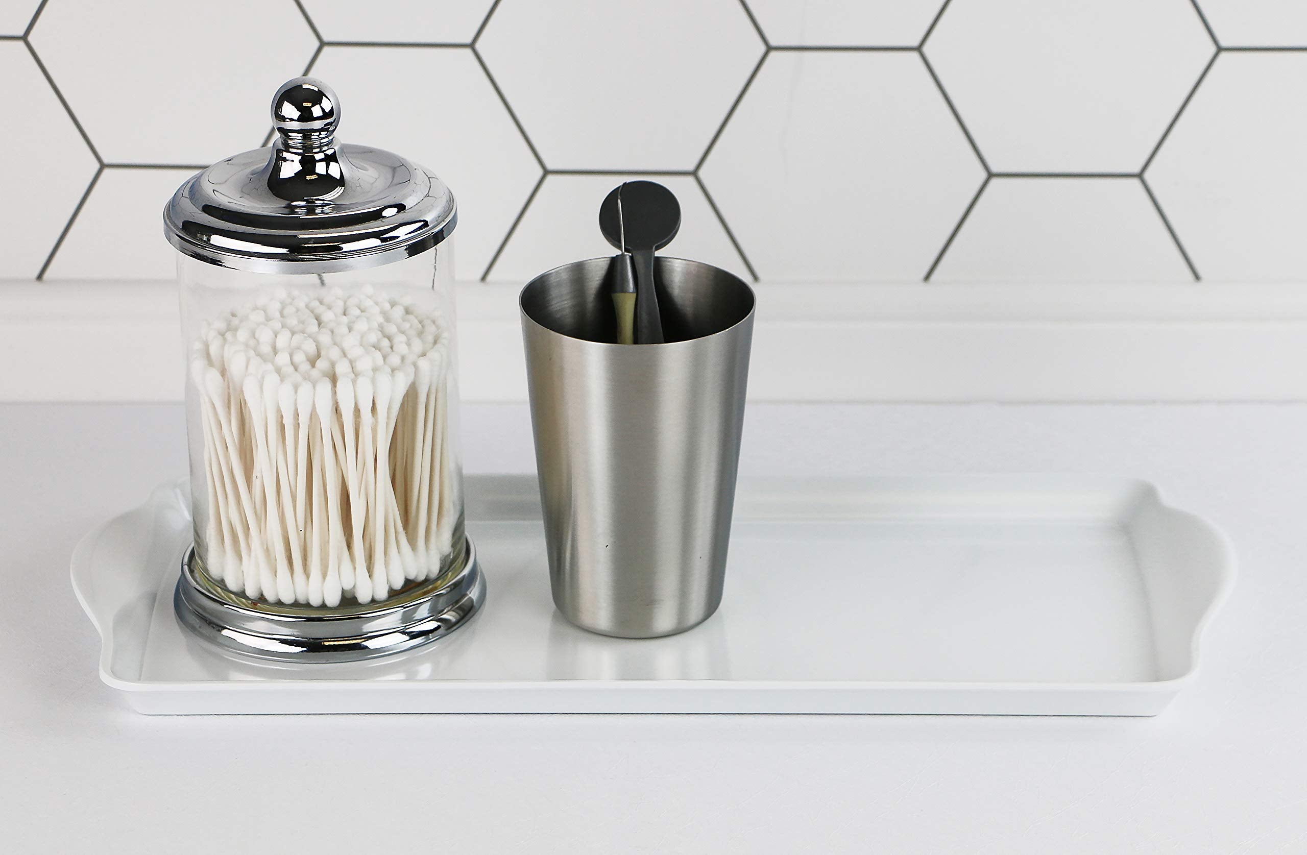 Calypso Basics Melamine Plastic Tidbit Bpa-Free, Food Safe, Multipurpose Platter Serving Tray, Bathroom/Table Organizer, White