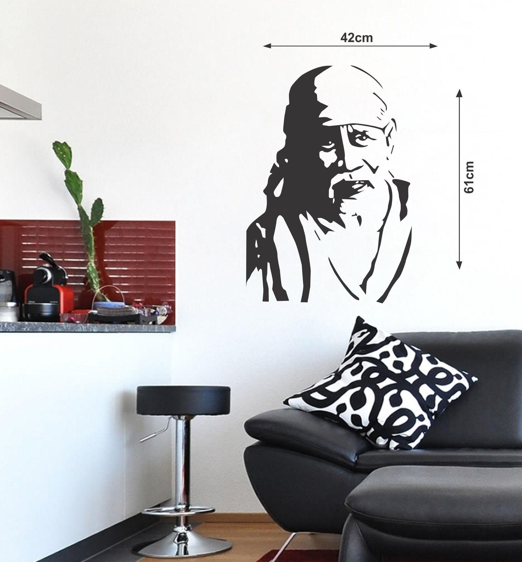 DECOR Kafe SAI Baba Decal Style Wall Stickers (PVC Vinyl, 56 cm 80 cm)