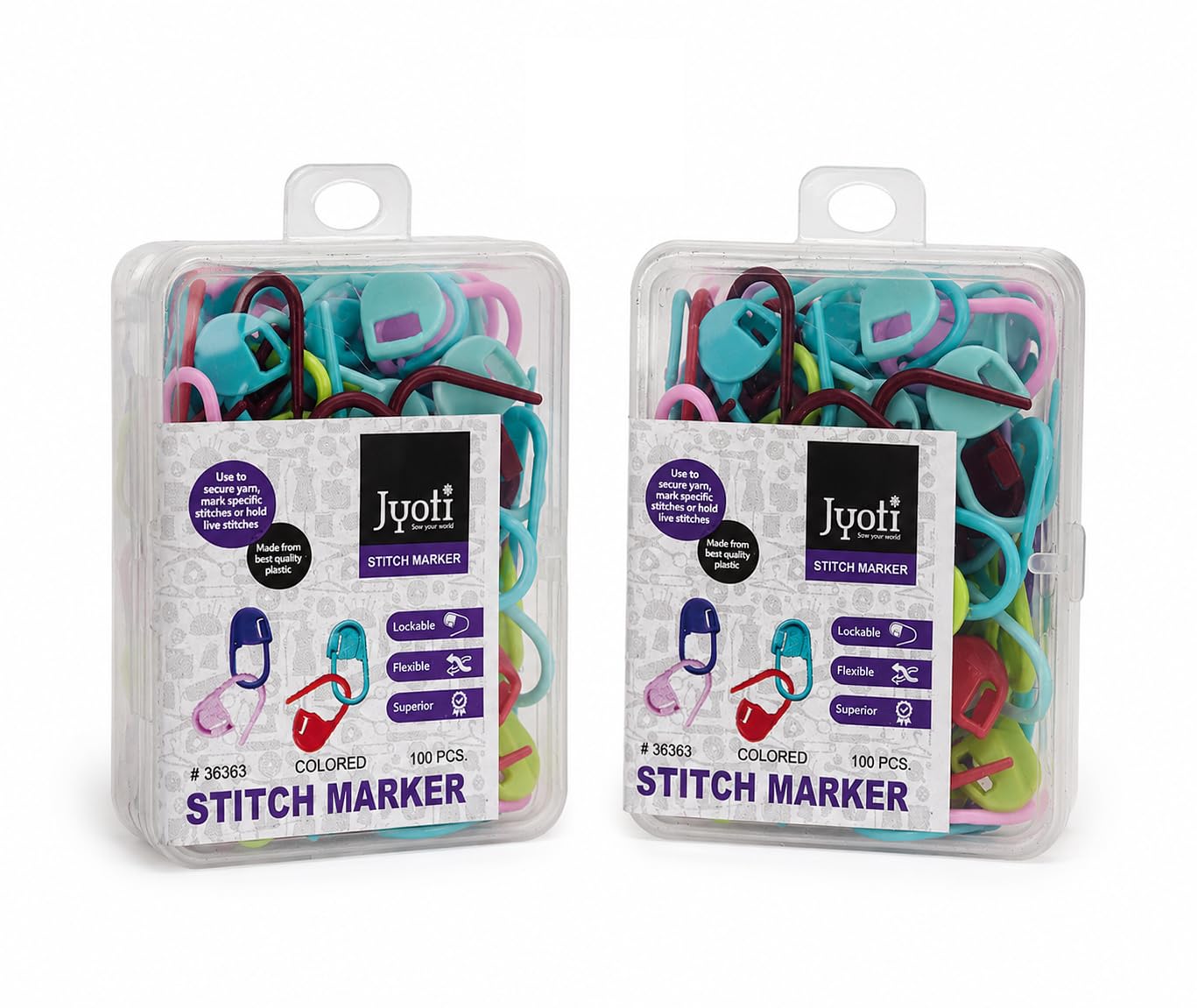 Jyoti 200 Pcs Locking Stitch Markers For Knitting & Crochet, Plastic Crochet Clips, Mini Safety Pin Stitch Markers, Needle Count
