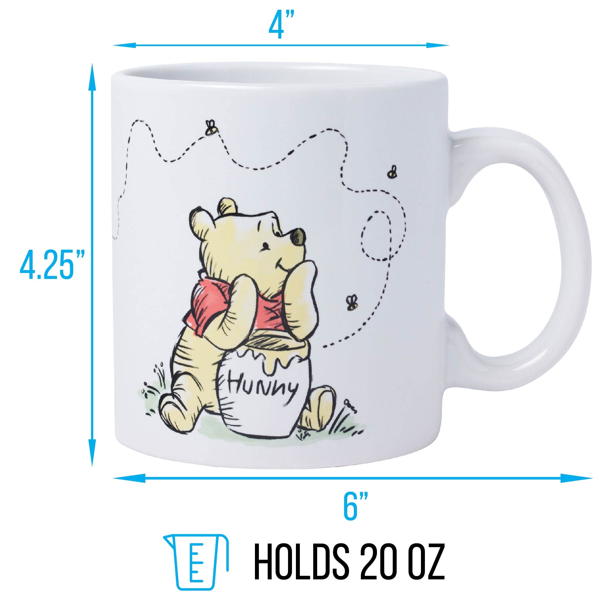 Silver Buffalo Disney Winnie the Pooh But First Hunny Piglet Ceramic Coffee Mug, 20 Ounces