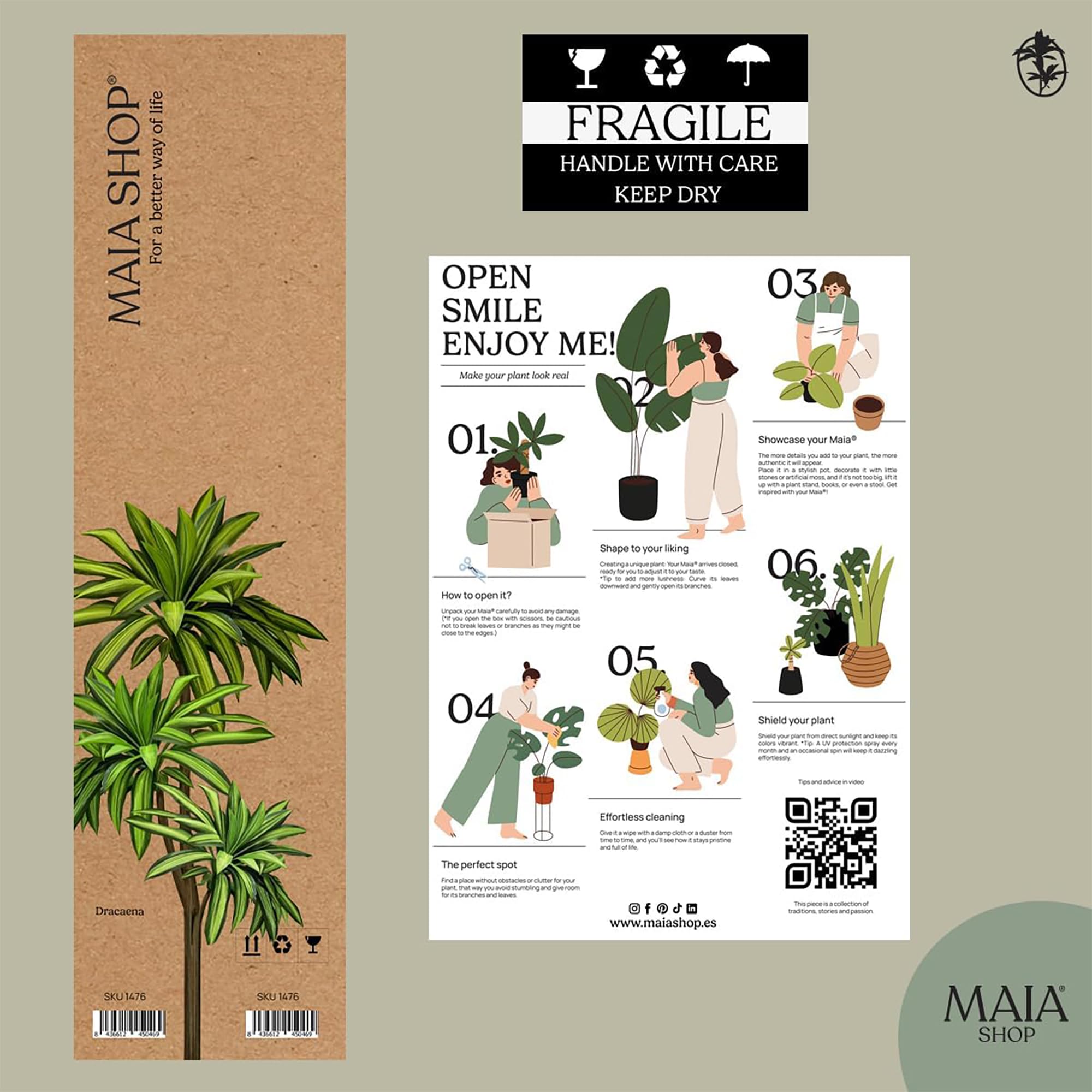 Maia Shop Artificial Dracena Tree  Made with The Best Materials  Ideal for Home Decoration  Artificial Plant (41-inch)