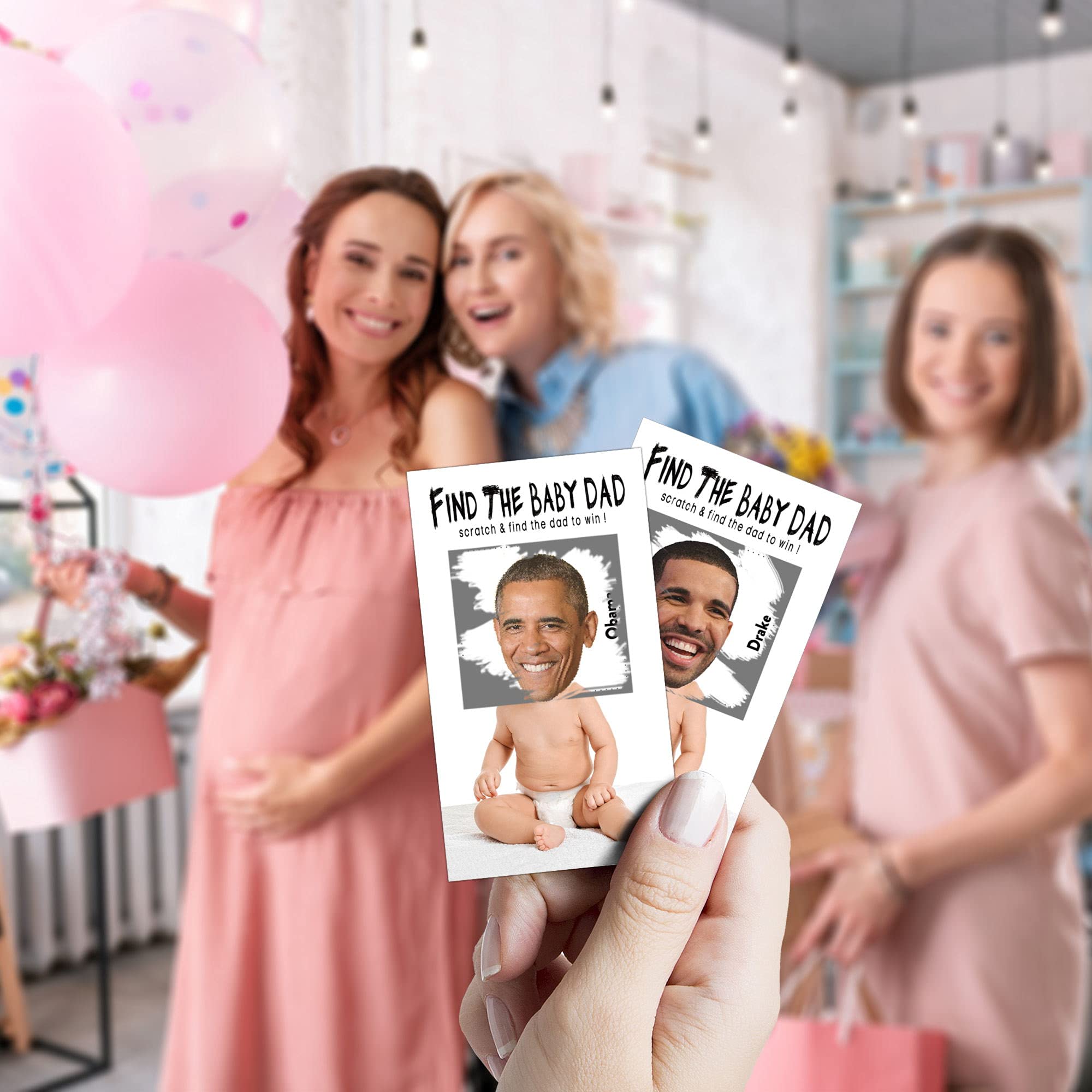 Baby Shower Games - Find The Baby Dad Scratch Off Celebrity Cards, Baby Shower Party Games Supplies - 36 Cards(Ba01-Bair)