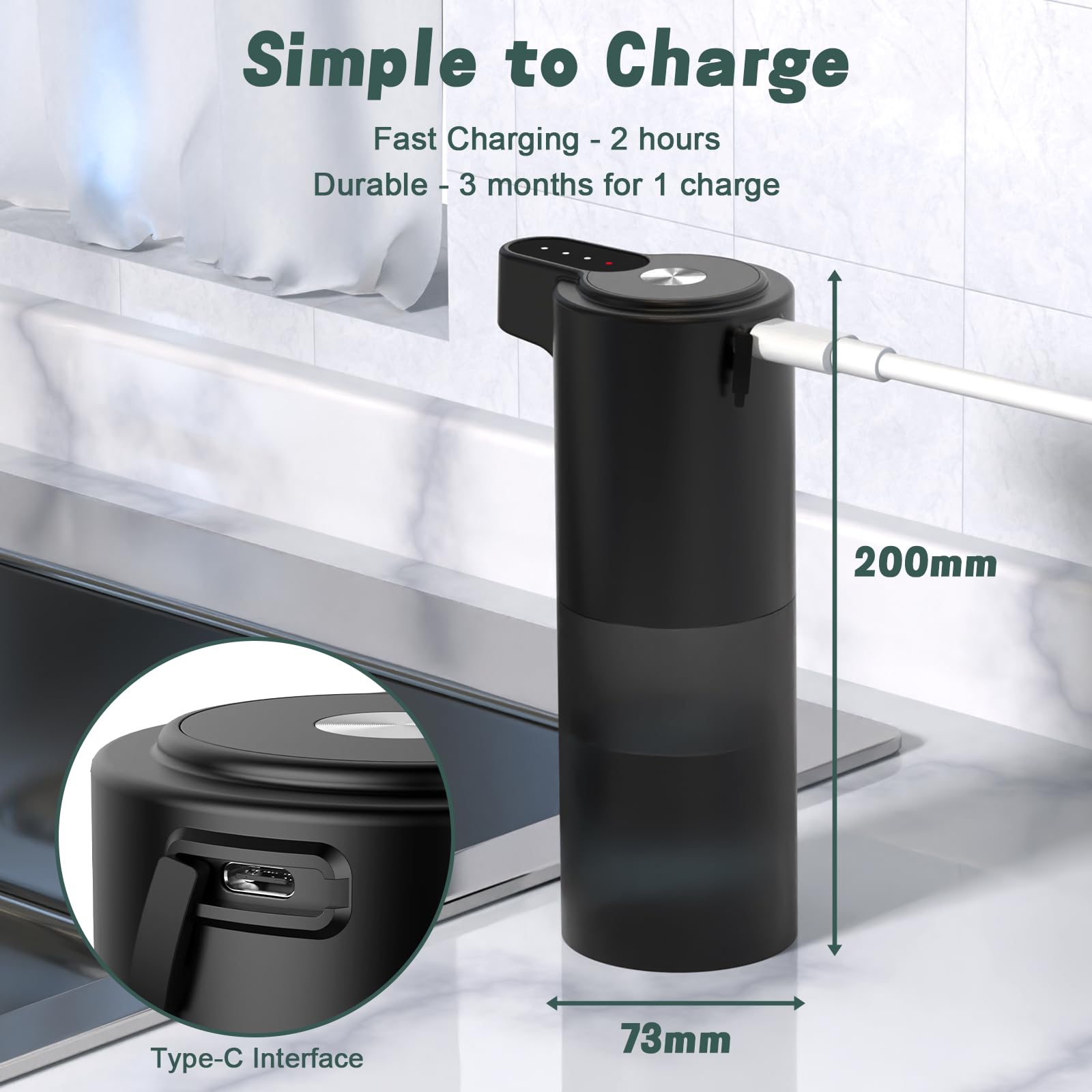 Ffzzkj Automatic Dish Soap Dispenser For Kitchen Touchless Liquid Soap Dispenser Usb C Rechargeable Hand Soap Dispenser For Bath