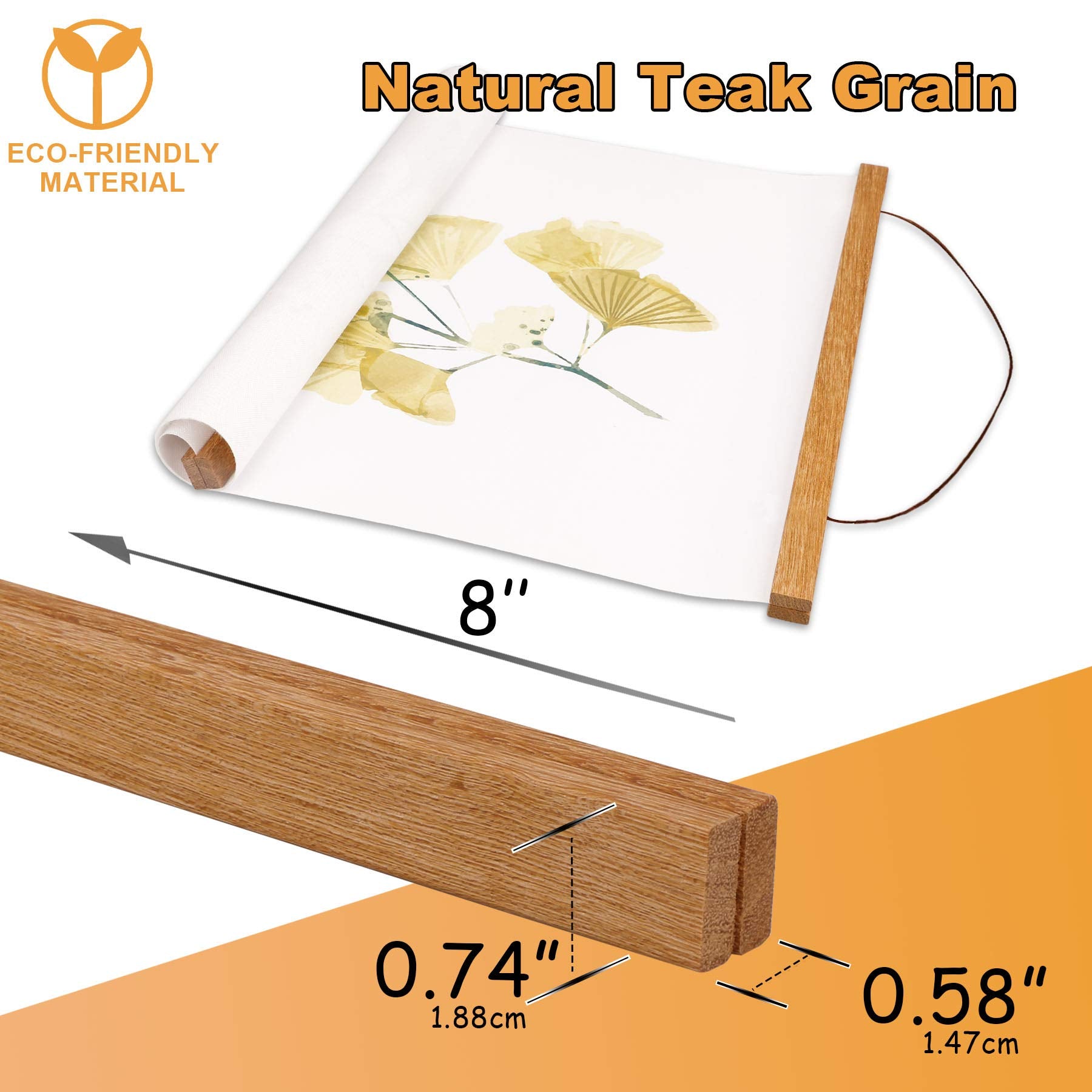 Witcolor Magnetic Poster Hanger Frame, Teak Magnet Poster Frame For Kids Paintings, Photos, Maps, Scrolls, Picture, Canvas Works