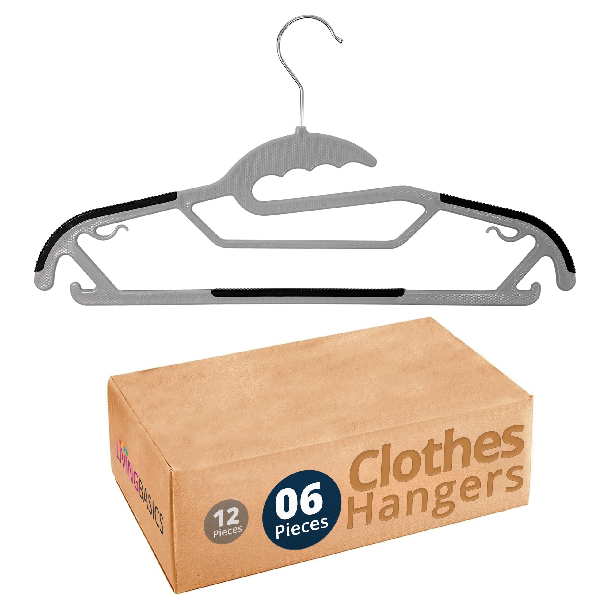 Livingbasics 6 Pcs Clothes Hangers For Wardrobe | Non-Slip Space Saving Cloth Hanger With 360 Rotating Hook | Closet Organizing 