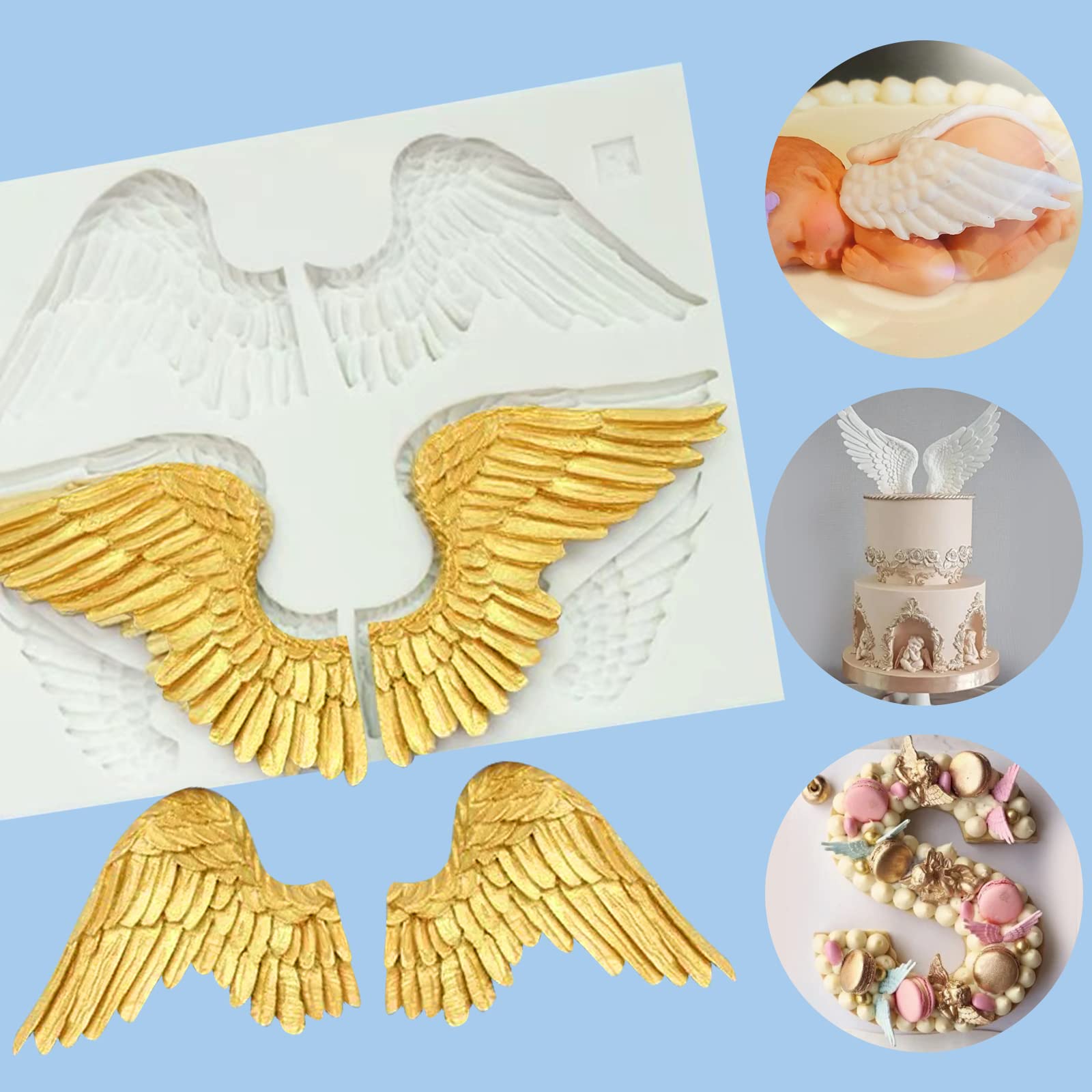 Wing Fondant Mold For Cake Decorating, Large Winged Chocolate Silicone Molds For Sugar Craft, Candy, Cookies, Marzipan, Epoxy Re