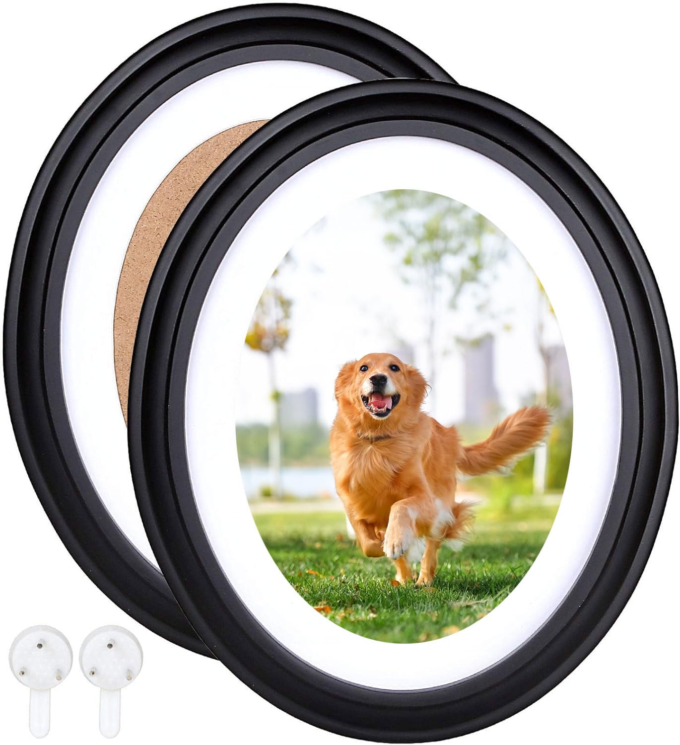 SENENQU 2 Pack Oval Picture Frame 8x10 Black Oval Photo Picture Frames for Wall, Classic Oval Wood Frames with Mounting Screws a