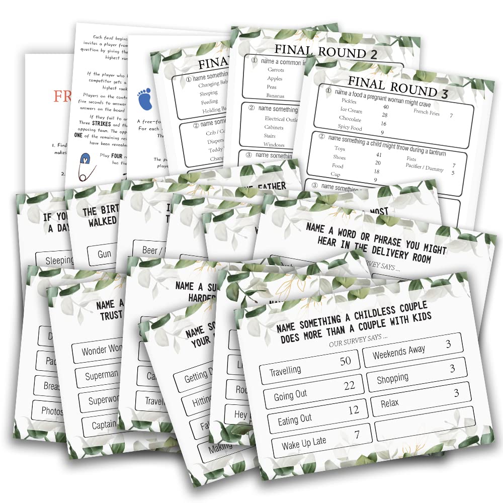 Baby Shower Friendly Feud Quiz, Family Feud Quiz, Baby Shower Game Night, Baby Shower Group Game, Mother To Be Party Game, Eucal