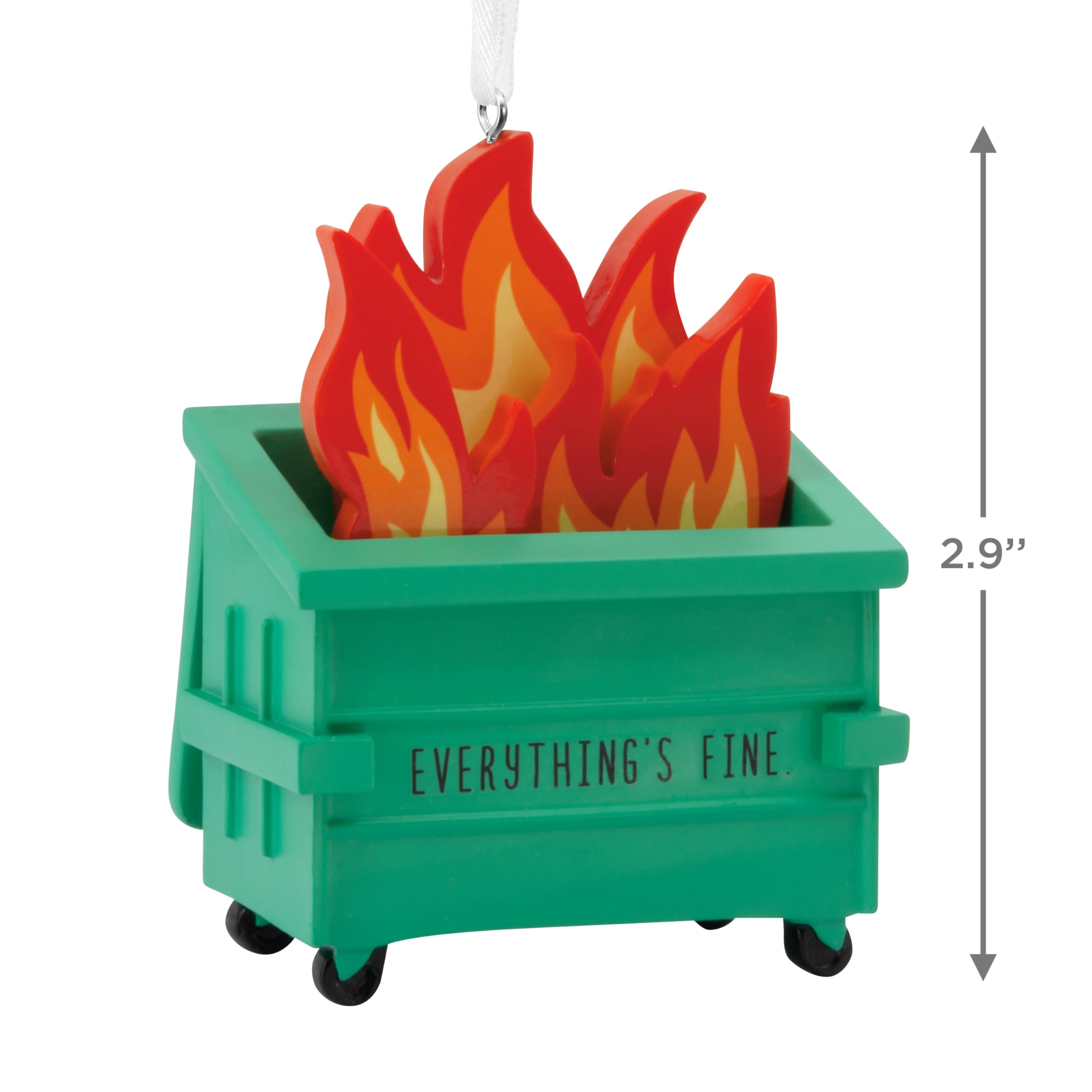 Hallmark Dumpster Fire Christmas Ornament - Resin, 2024 Model, Festive Holiday Decor