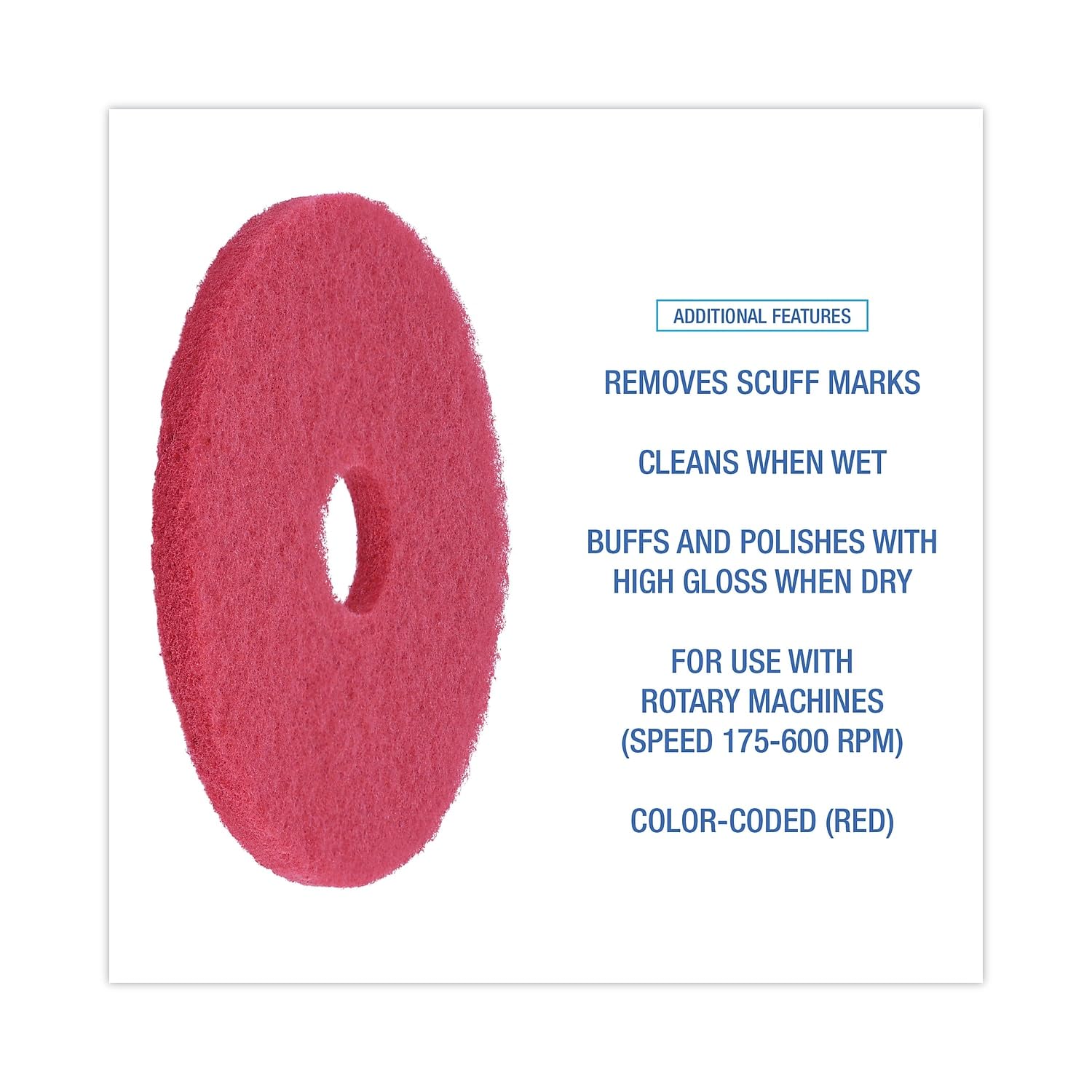 Boardwalk Bwk4015Red 15 In. Buffing Floor Pads - Red (5/Carton)