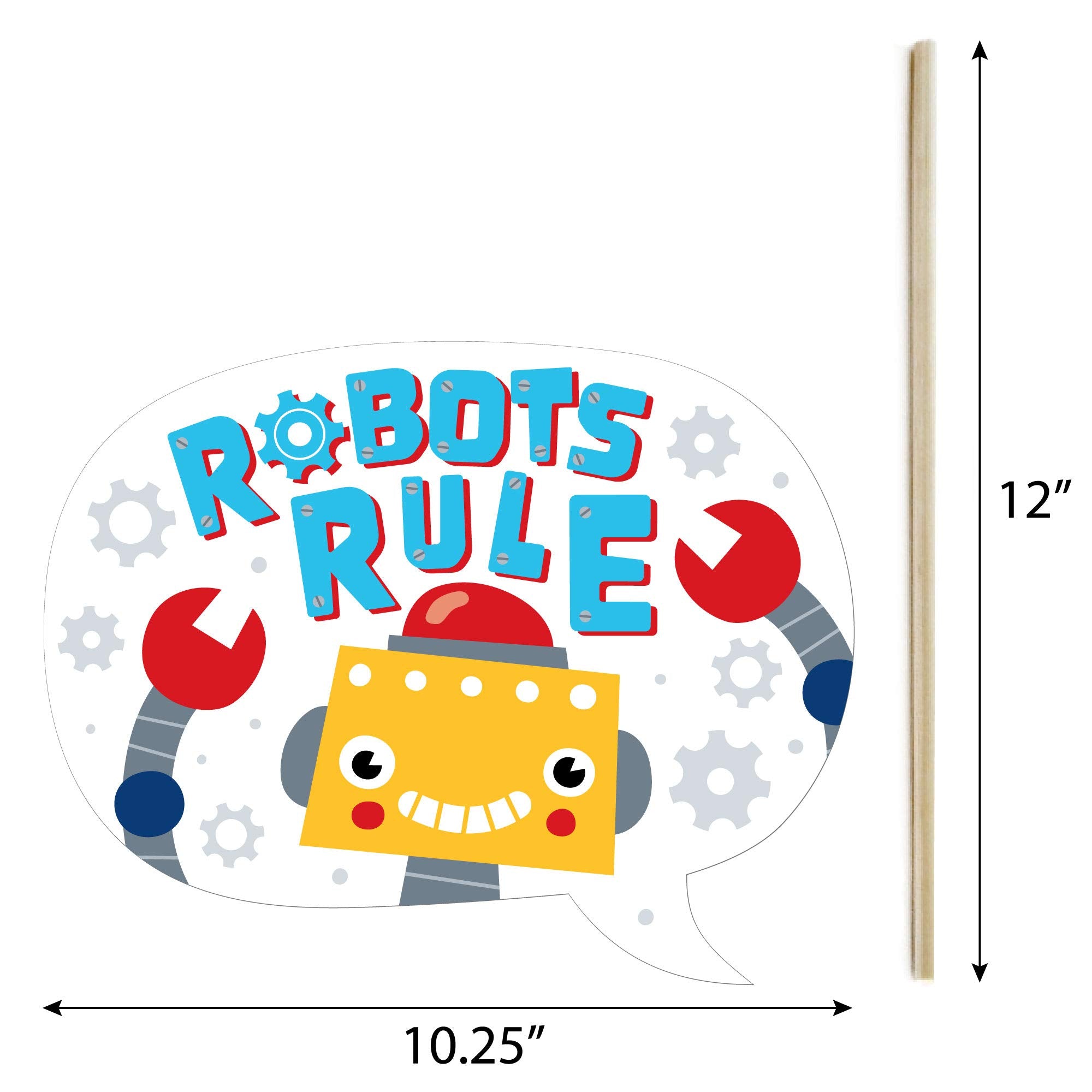 Big Dot Of Happiness Gear Up Robots - Birthday Party Or Baby Shower Photo Booth Props Kit - 20 Count