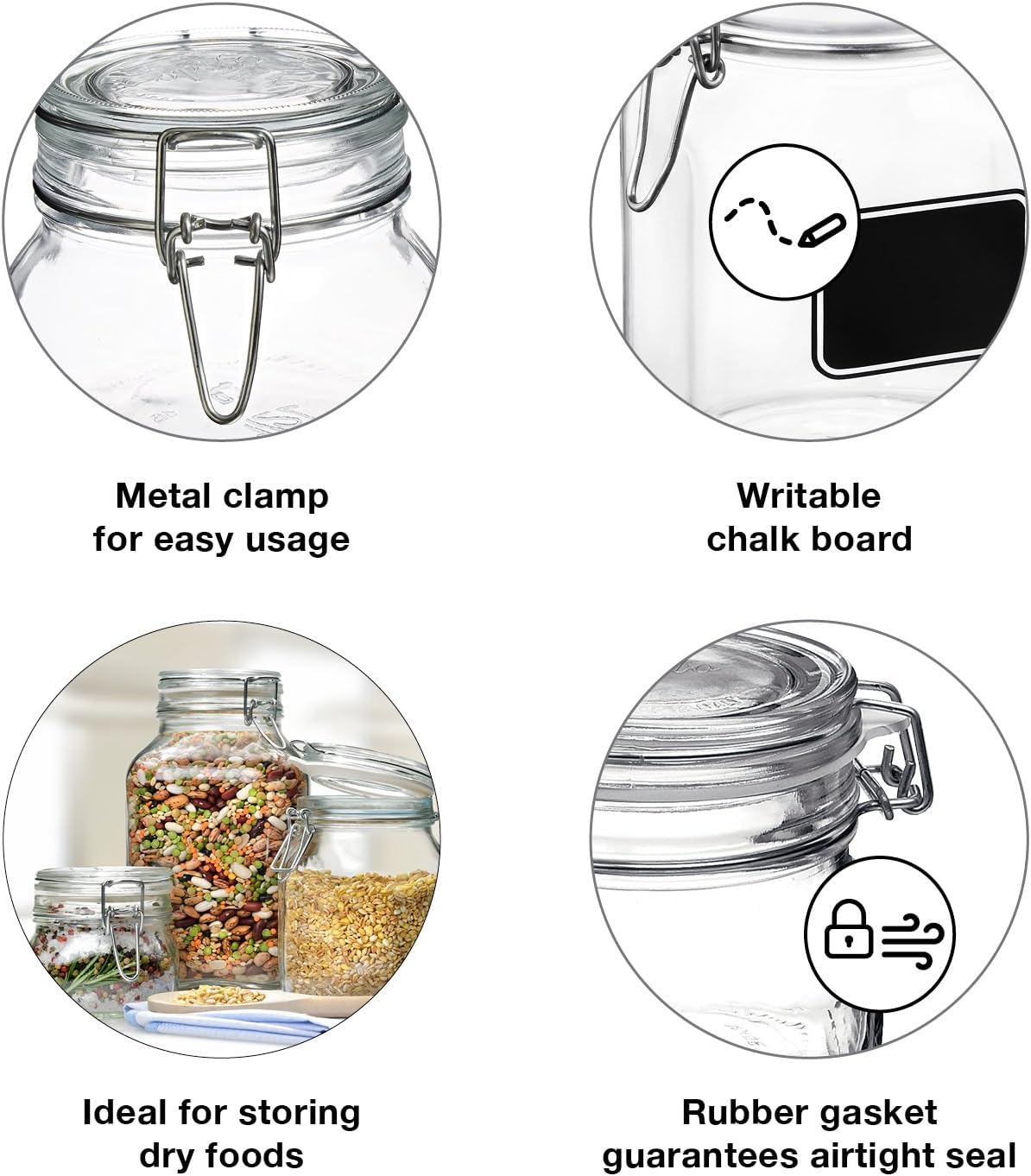 Bormiolio Rocco Clear Jar with Chalkboard  17.5 Oz