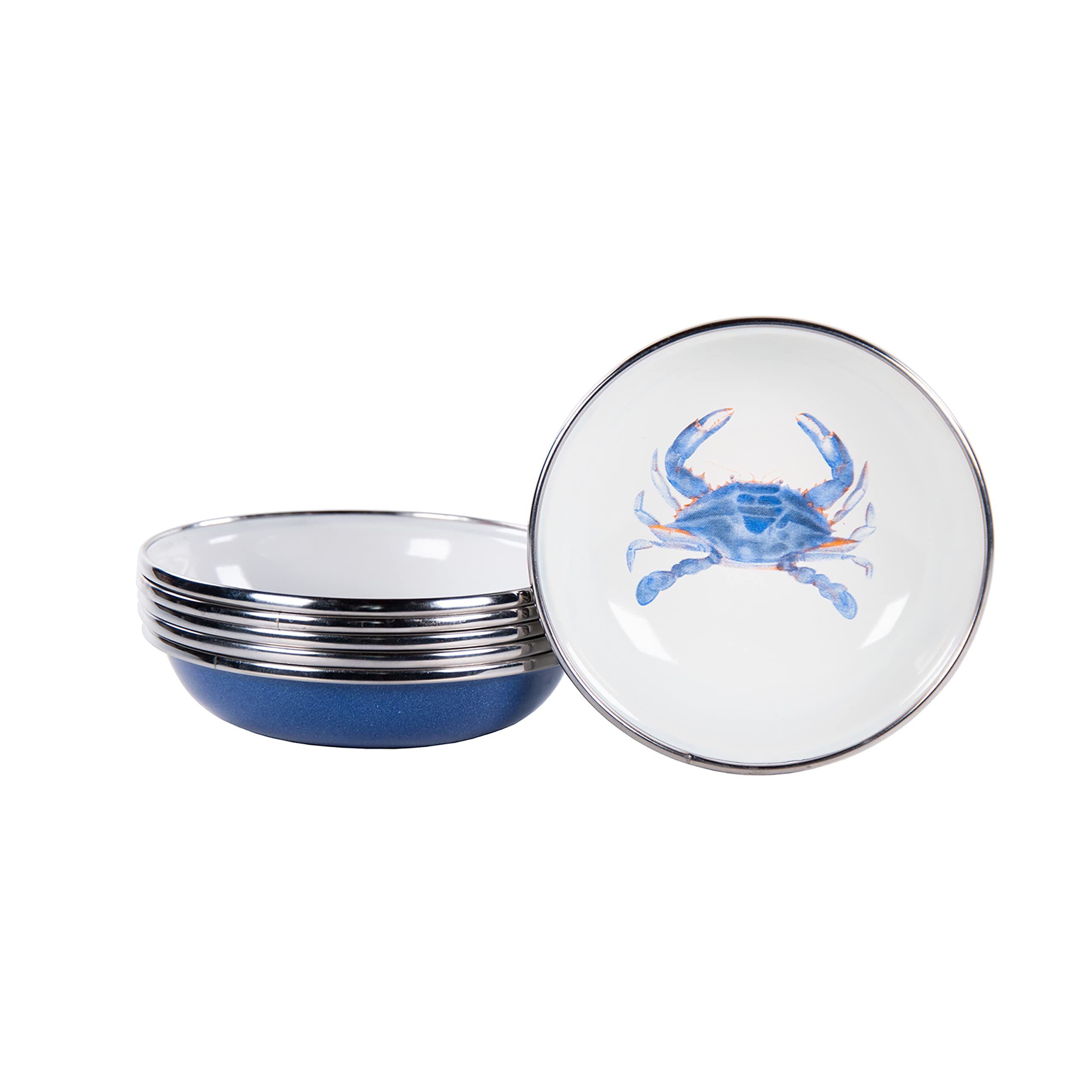 Golden Rabbit Enamelware - Set Of 6-4Oz Tasting Dishes (Blue Crab)