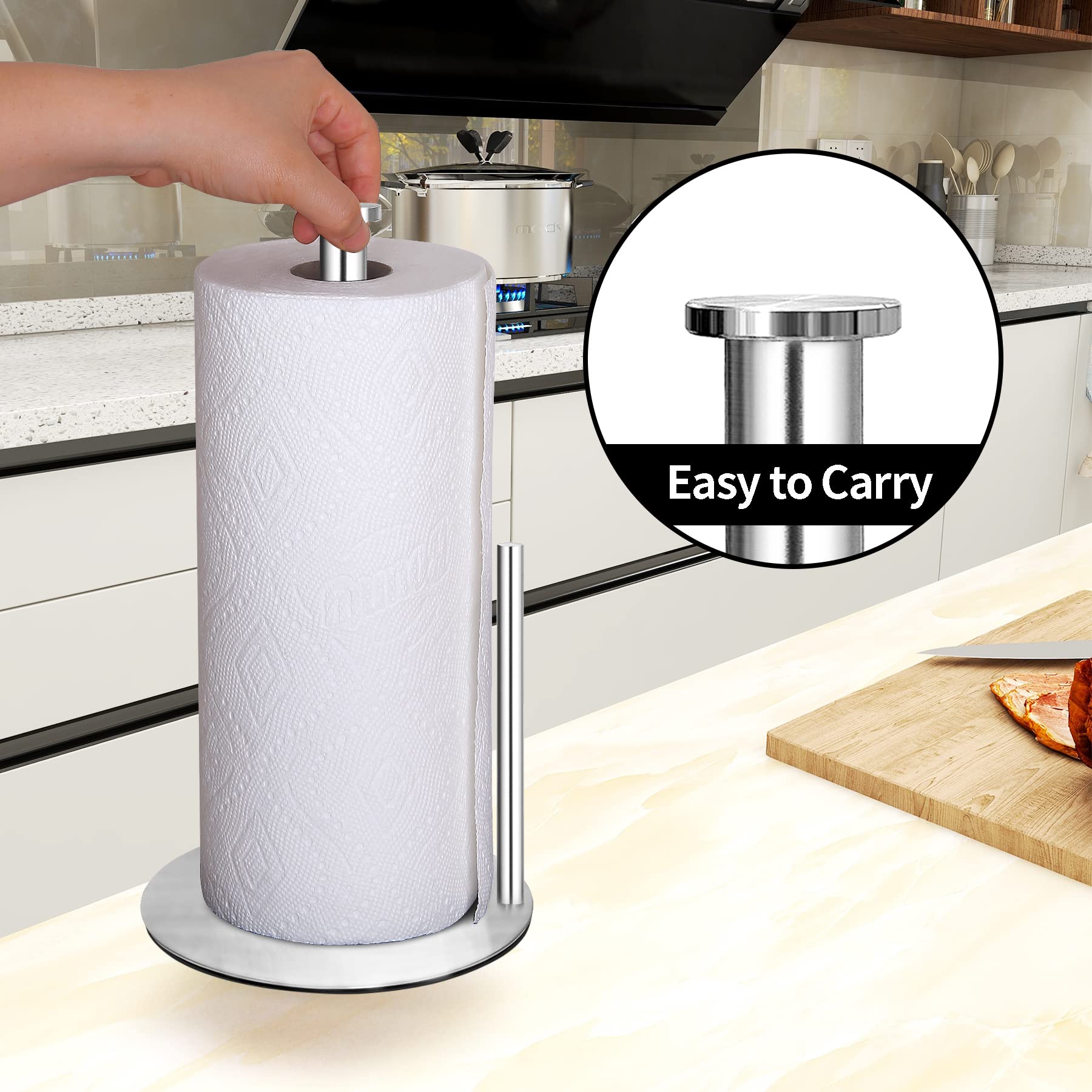 Paper Towel Holder Countertop  OBODING  Stainless Steel Kitchen Paper Towel Holder Stand for Kitchen Organization  Stainless Steel Paper Towel Holders for Standard and Large Rolls (Silver)