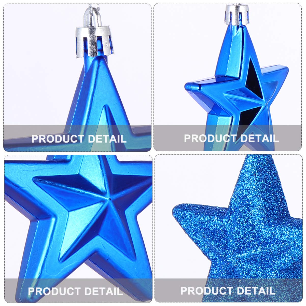 BESPORTBLE 18pcs Chic Five-Pointed Star Christmas Tree Decor and Hanging Ornaments for Holiday Home Decoration for Festive Atmos