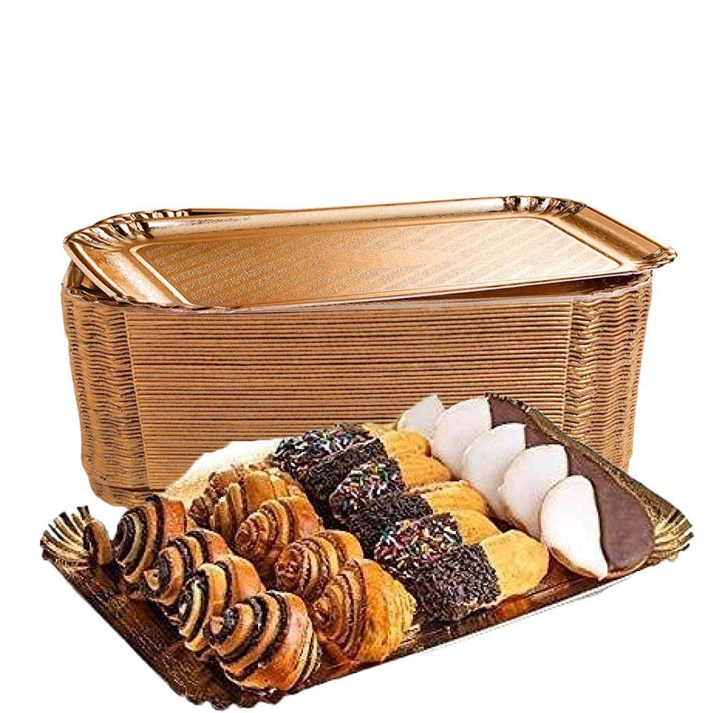 Pizety Gold Cookie Tray Gold Cake Trays Gold Rectangle Dessert Trays Gold Disposable Serving Trays For Parties And Gold Trays Fo