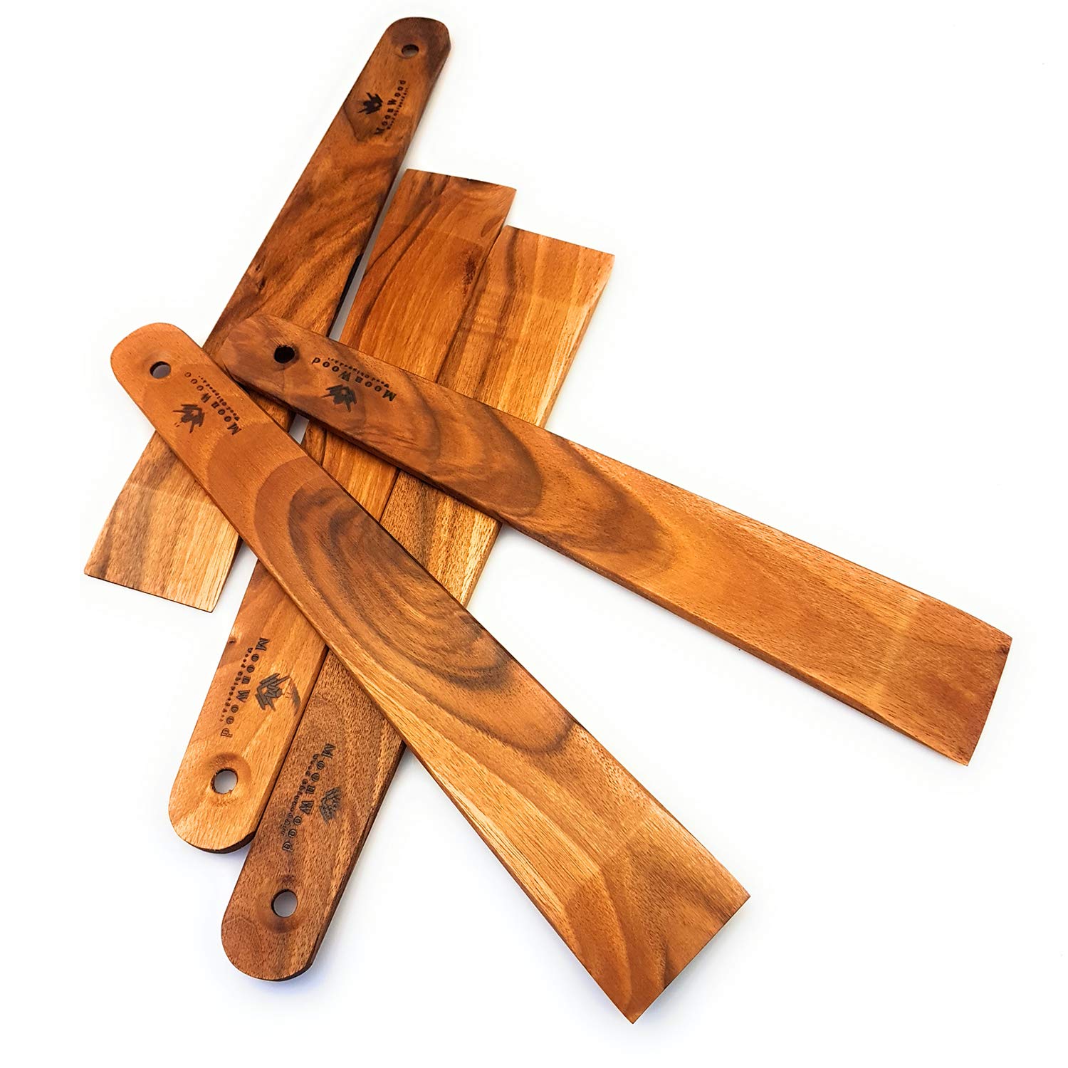 Wooden Spatula For Cooking 12 Inch Kitchen Spurtle Utensil - Handmade Thin Walnut Wood Saute Spatula, Multipurpose Premium Flat