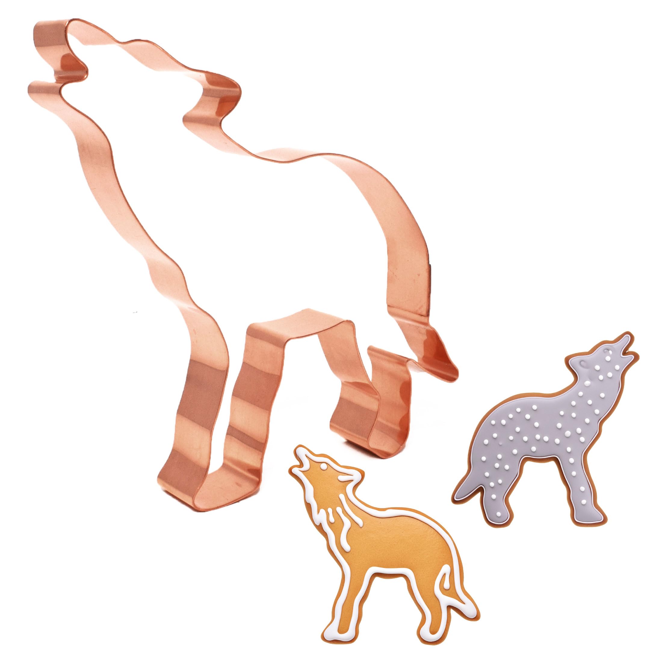 Howling Timber Wolf Copper Cookie Cutter, 4.75X4.75 Inches