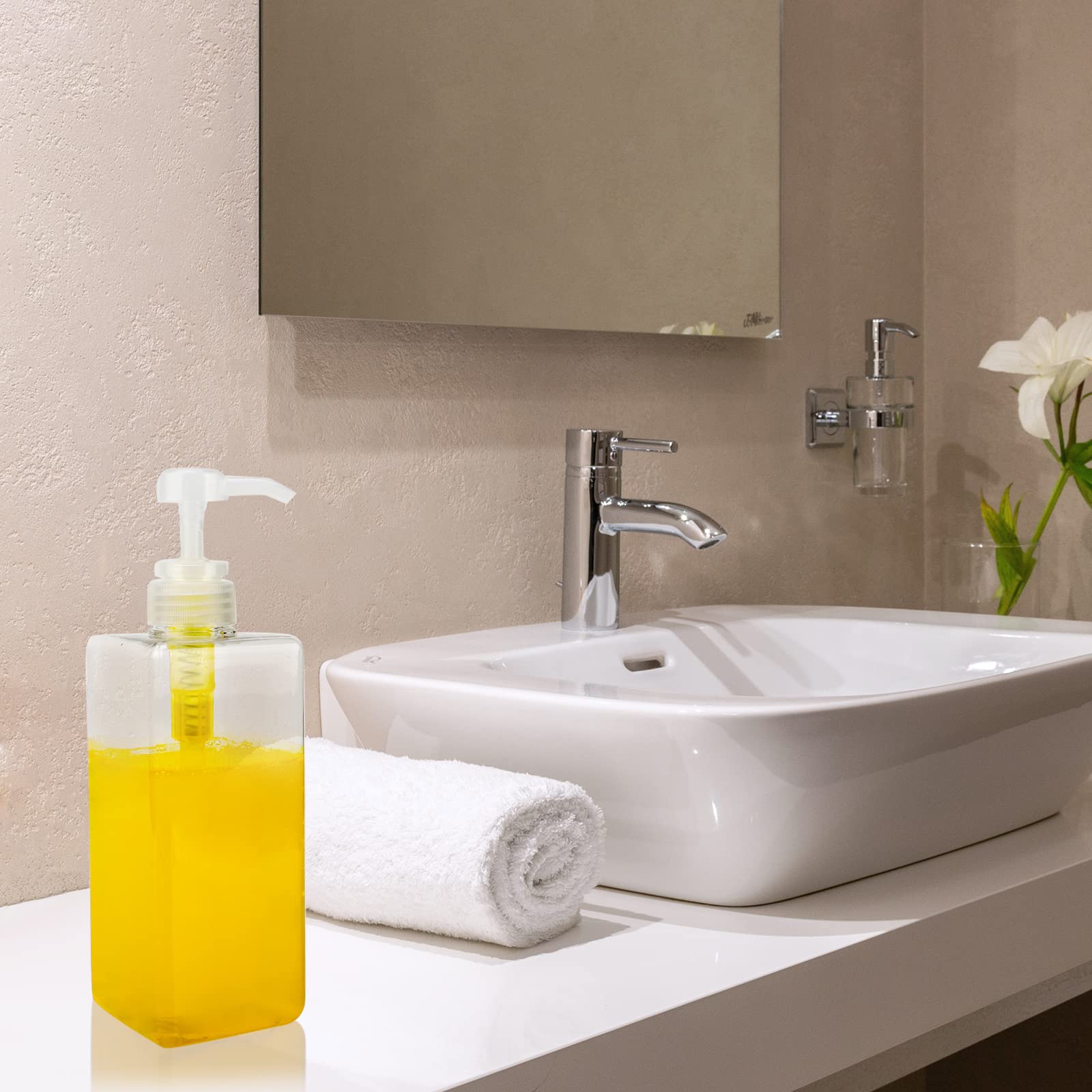 Suream 22Oz/650Ml Refillable Shampoo Bottle For Shower, Large Capatity Conditioner Dispensers For Bathroom, Plastic Pump Press B