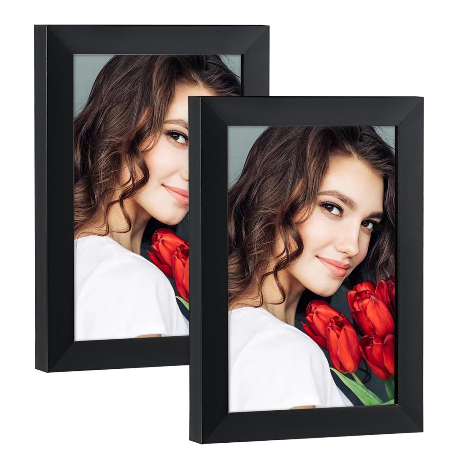 LBECUA 4x6 Picture Frame Set of 2, Wooden Picture Frames with HD Plexiglass Display Photo 4x6, Horizontal and Vertical for Wall 