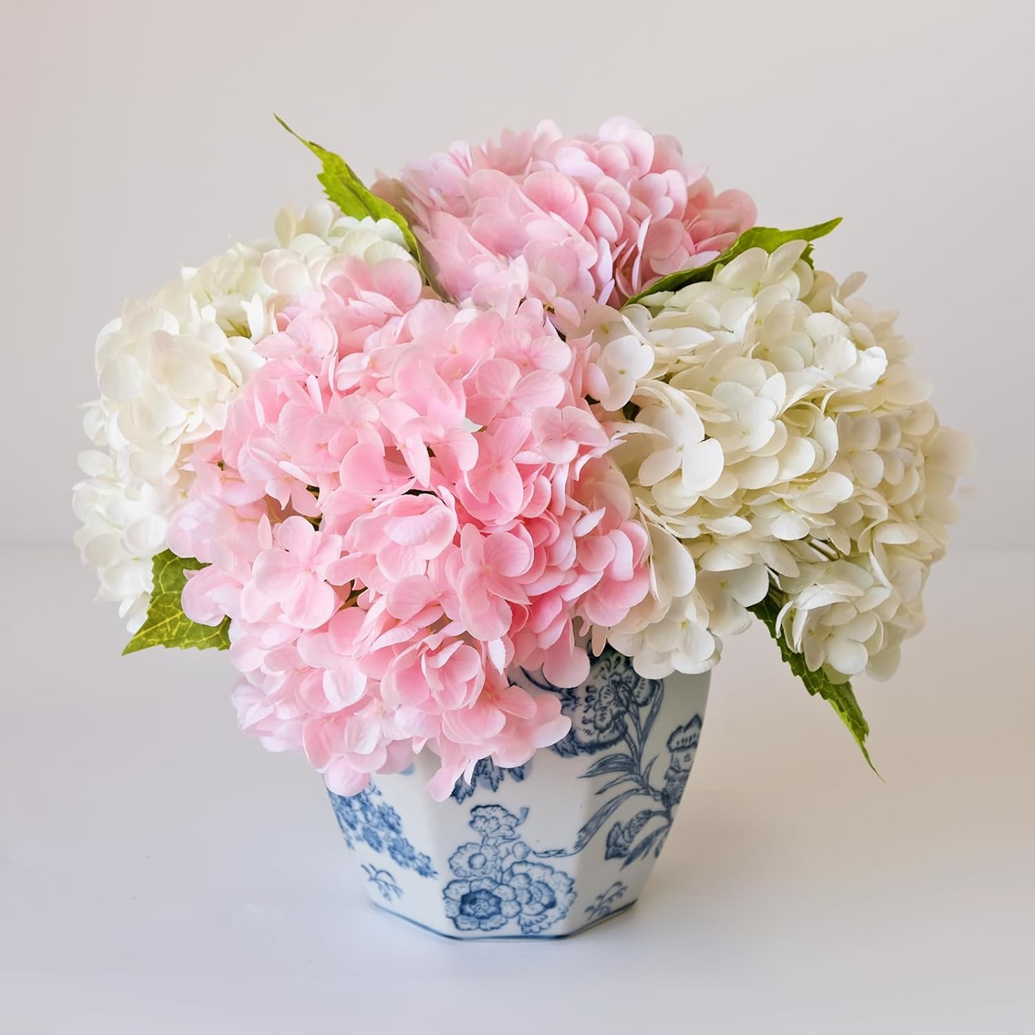 YalzoneMet 3 PCS Light Pink Hydrangea Artificial Flowers 21 inches Real Touch Faux Latex Hydrangea Flowers for Wedding Tables Ce