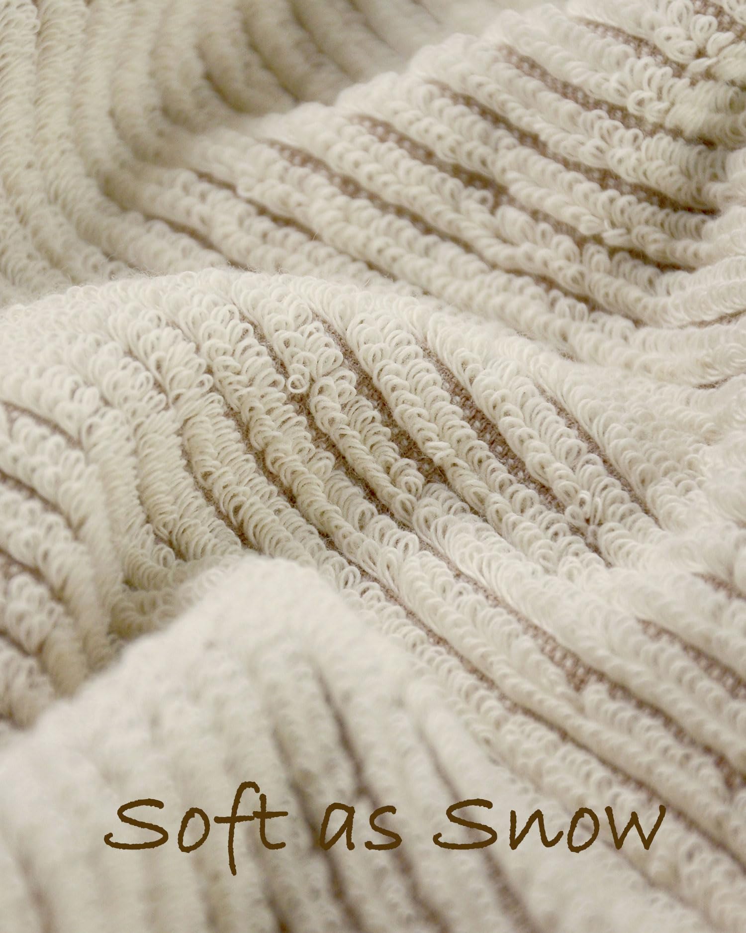 Cleanbear Hand Towels For Bathroom Set Of 4, Jacquard Weaved Cotton Face Towels, 28 X 13.7 Inches (Light-Brown)