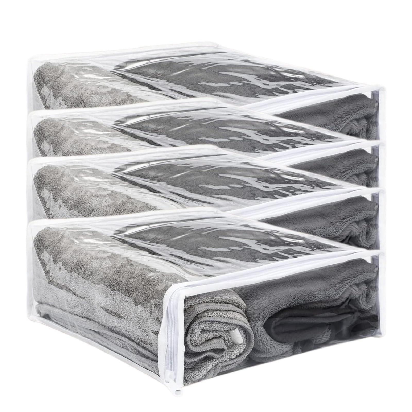 Jannyro Clear Zippered Storage Bags Sweater Blanket Quilt Bag Plastic Organizer Bags For Clothes Bed Sheet Organizer With Zipper