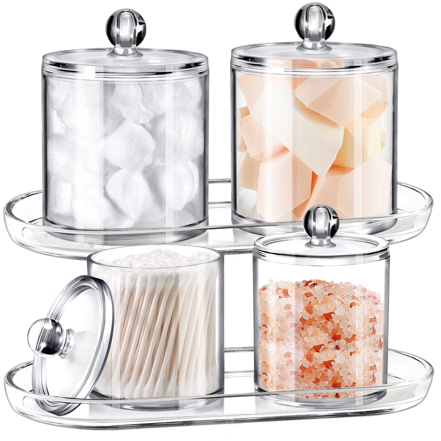 Sheechung Acrylic Vanity Tray, 2 Pack, Clear, 9.65 In X 4.5 In X 0.79 In, Catchall Tray, Countertop Sink Tray Dispenser, Sturdy