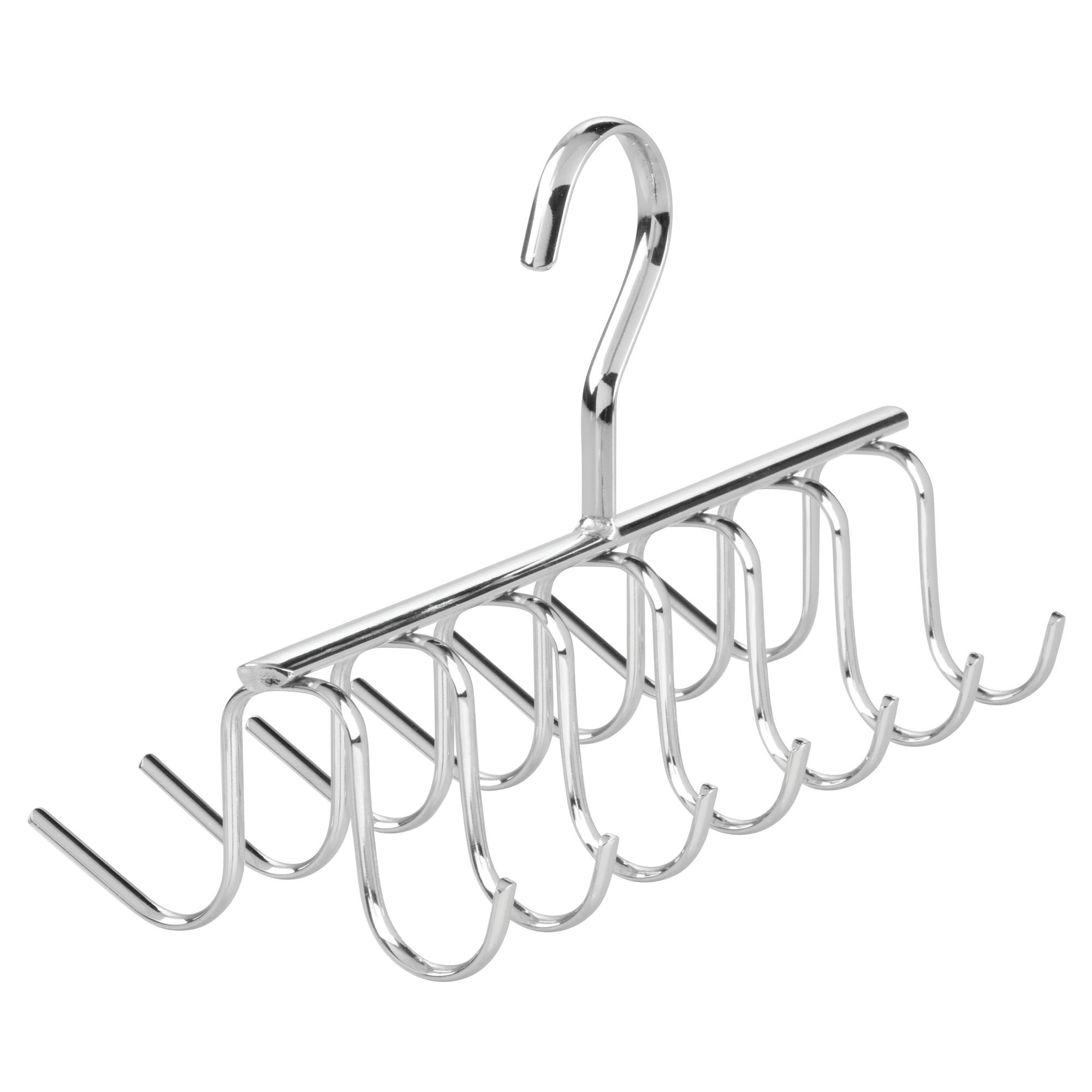 iDesign Axis Metal Hanger  Hanging Closet Organization Storage Holder  Men's Ties  Women's Shawls  Pashminas  Scarves  Clothing  Accessories  14 Hooks  Tie and Belt Rack Silver