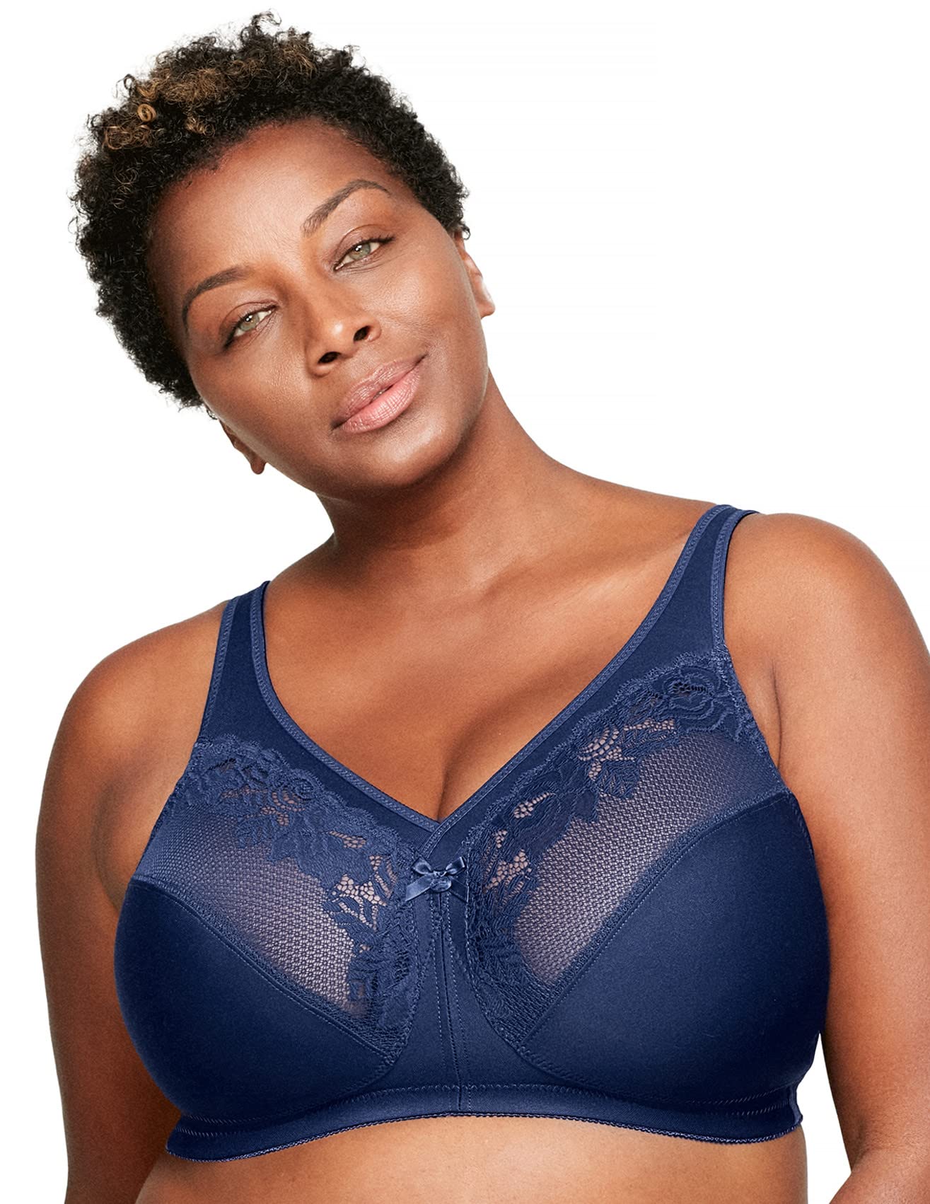 Glamorise Full Figure Plus Size Magiclift Minimizer Bra Wirefree 1003 Blue