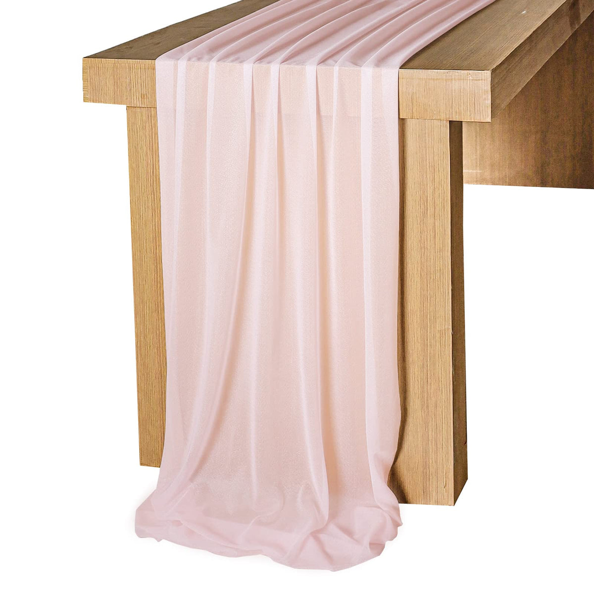 Lookein 10 Feet Blush Chiffon Table Runner Sheer Wedding Table Cloth 29X120 Inches Rustic Wedding Decorations French Chiffon Tab
