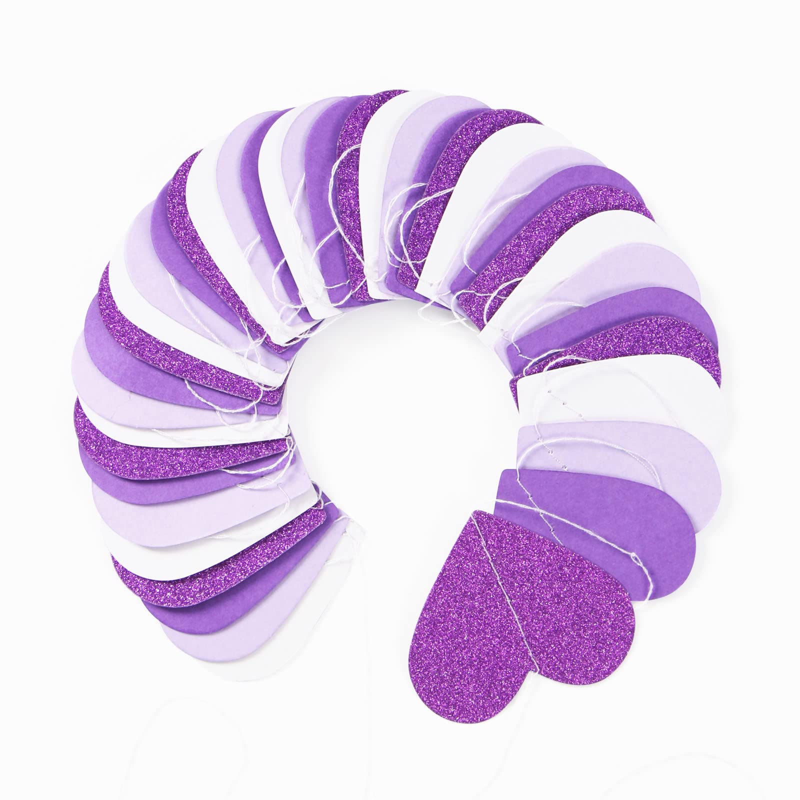 Purple Party Decoration Valentines-Day Heart-Garland - 52Ft Purple Lavender White Streamers Birthday Banner Baby Bridal Shower W