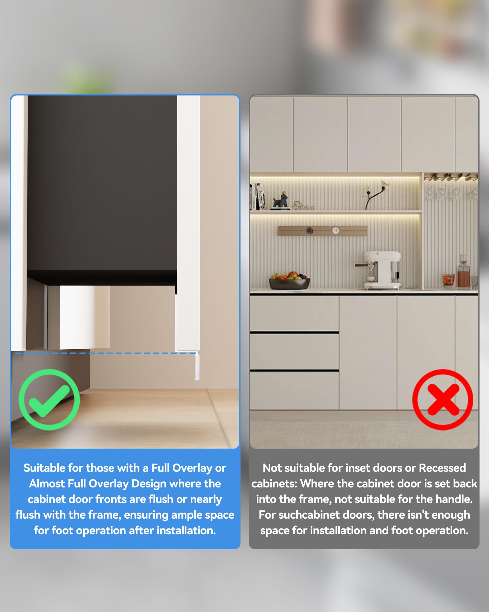 Cabinet Foot Pull For Trash Drawer, Trash Cabinet Foot Pull, Touchless Hands Free Design For Full Overlay Cabinet Door,White