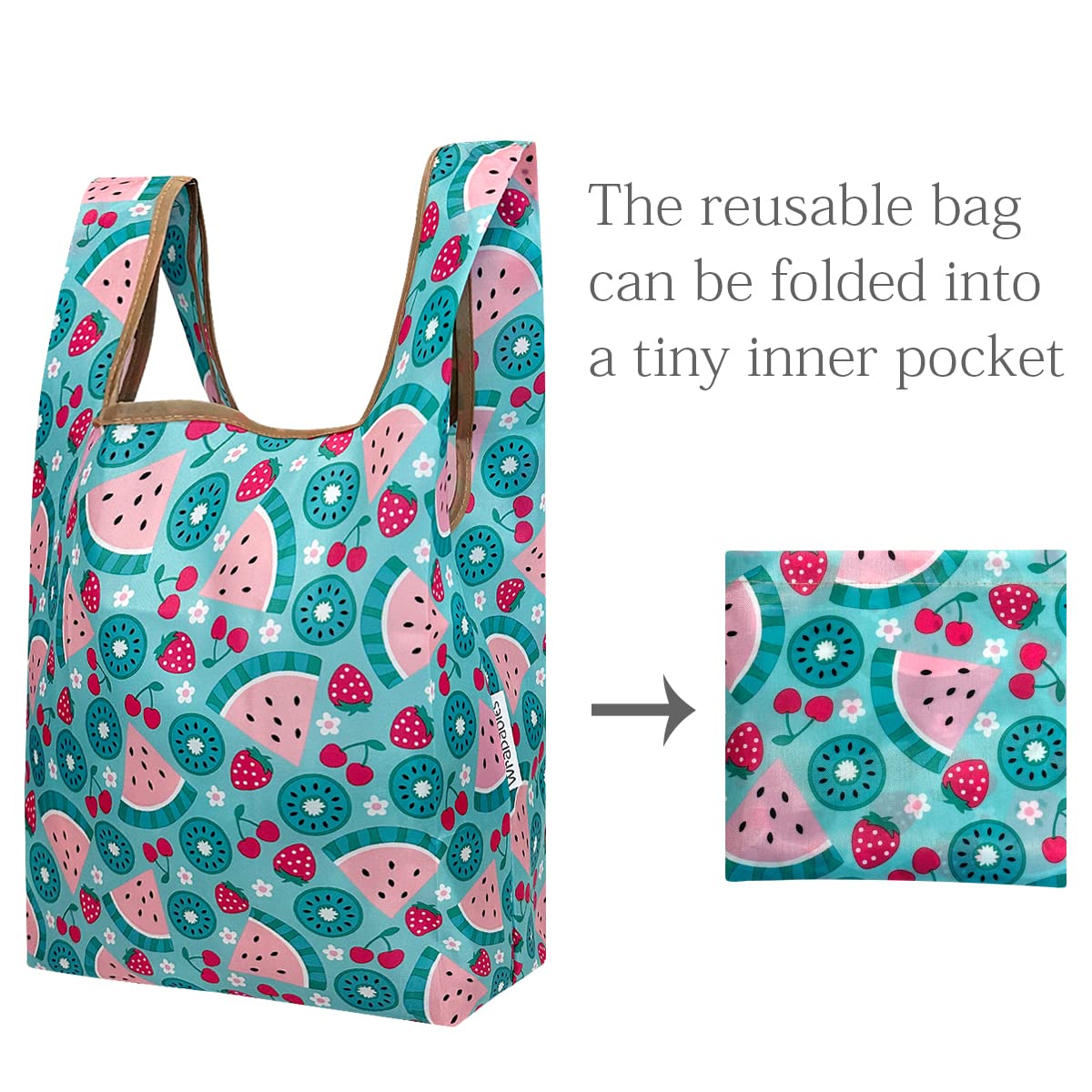 Wrapables Jolibag Collection Reusable Shopping Bag (Set Of 2), Kiwi & Watermelon