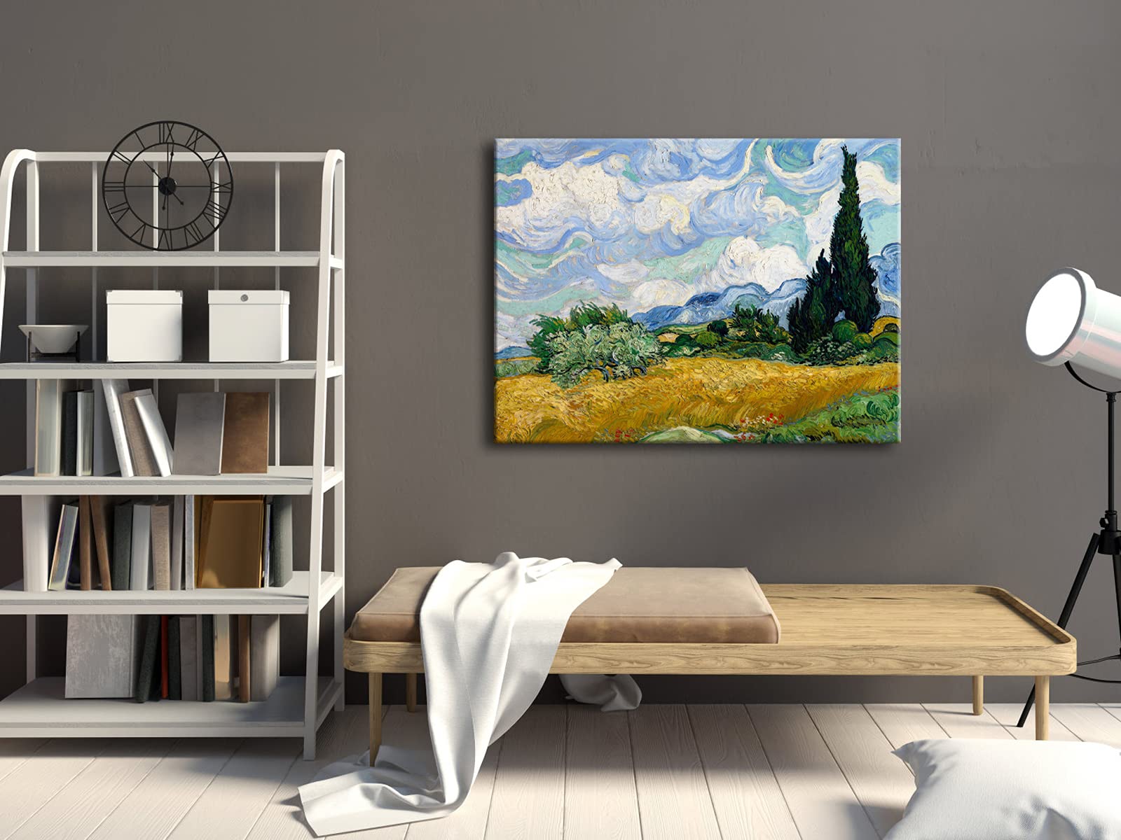 Wieco Art Wheat Field With Cypresses By Van Gogh Classical Oil Paintings Reproduction Large Modern Canvas Print Wall Art Landsca