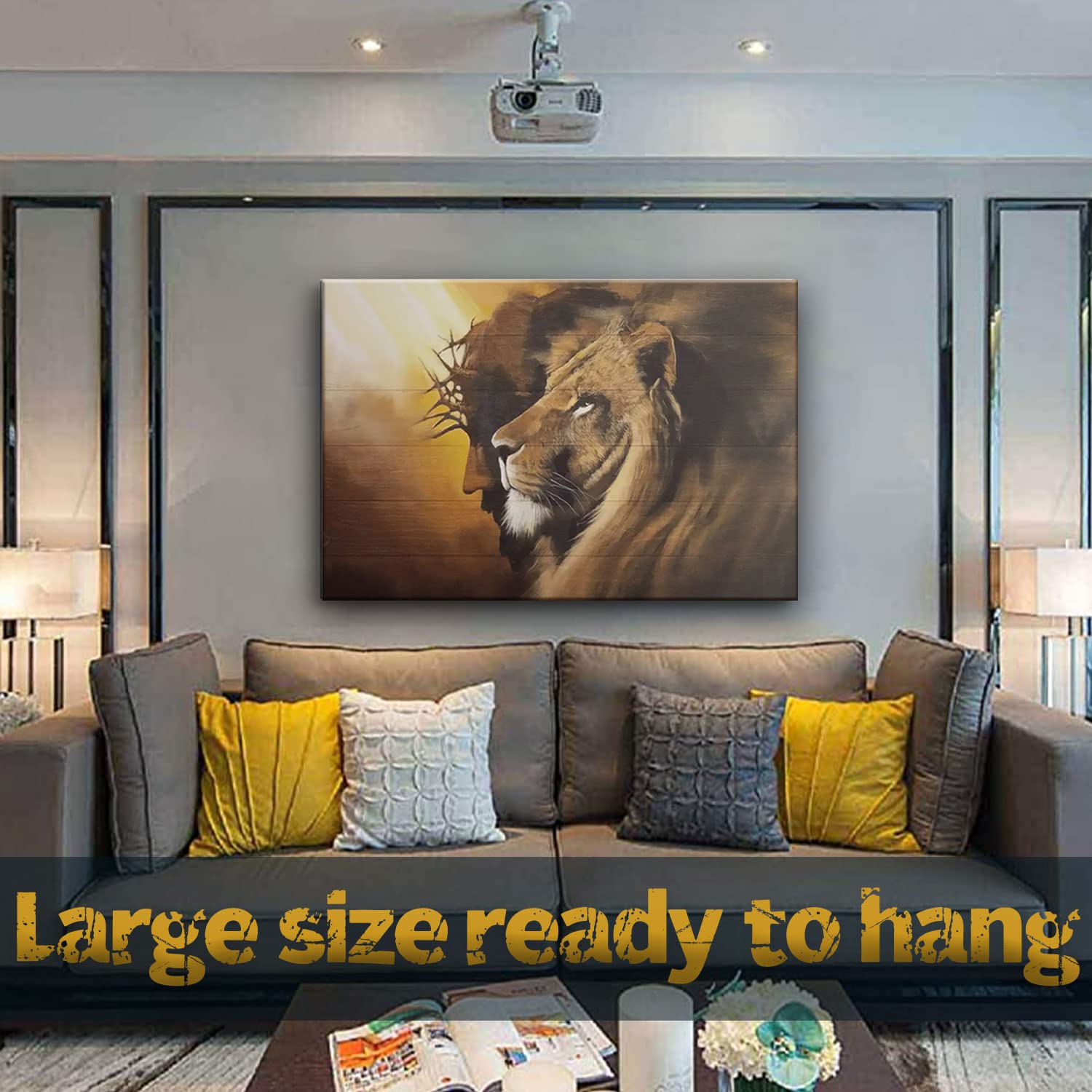 Framed Jesus And Lion Canvas Wall Art Decor Picture Of Christians God Judas Inspiring Prints Painting Artwork For Living Room Be