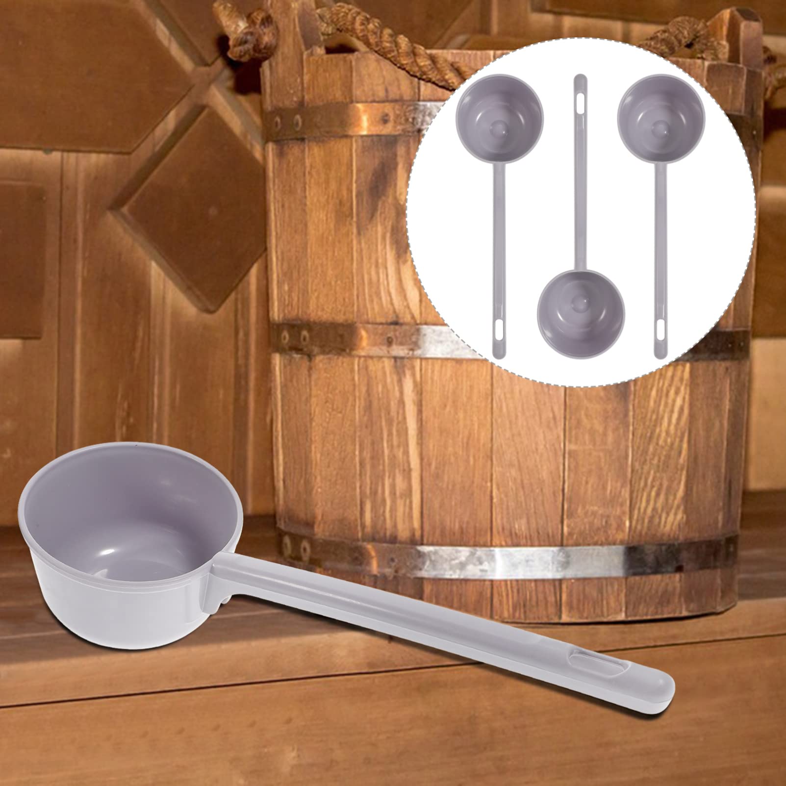 Sherchpry Plastic Ladle 10 Inch Plastic Water Ladle, 3Pcs Long Handle Water Ladle, Bathroom Water Scoop Cup, Bathing Ladle Conta