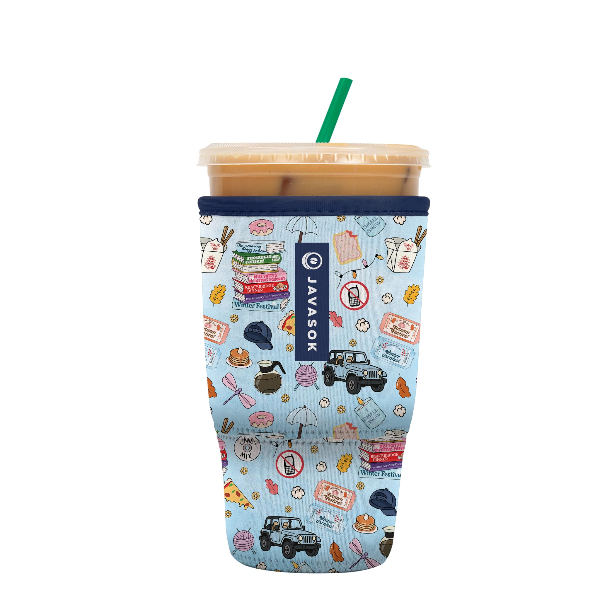 Sok It JavaSok Iced Coffee & Cold Soda Insulated Neoprene Cup Sleeve (Fast Talker, Large: 30-32oz)