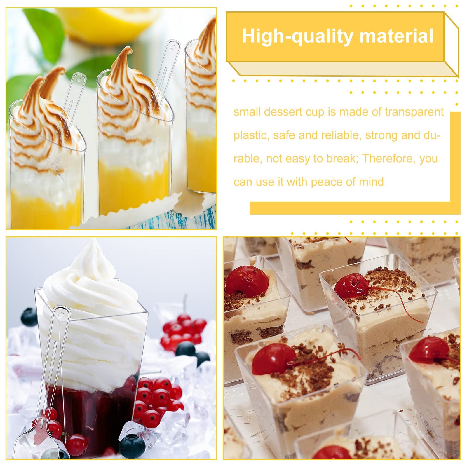 Funtery 300 Pack Mini Dessert Cups With Spoons Clear Plastic Parfait Appetizer Cup Slanted Round Cup For Desserts Shooters