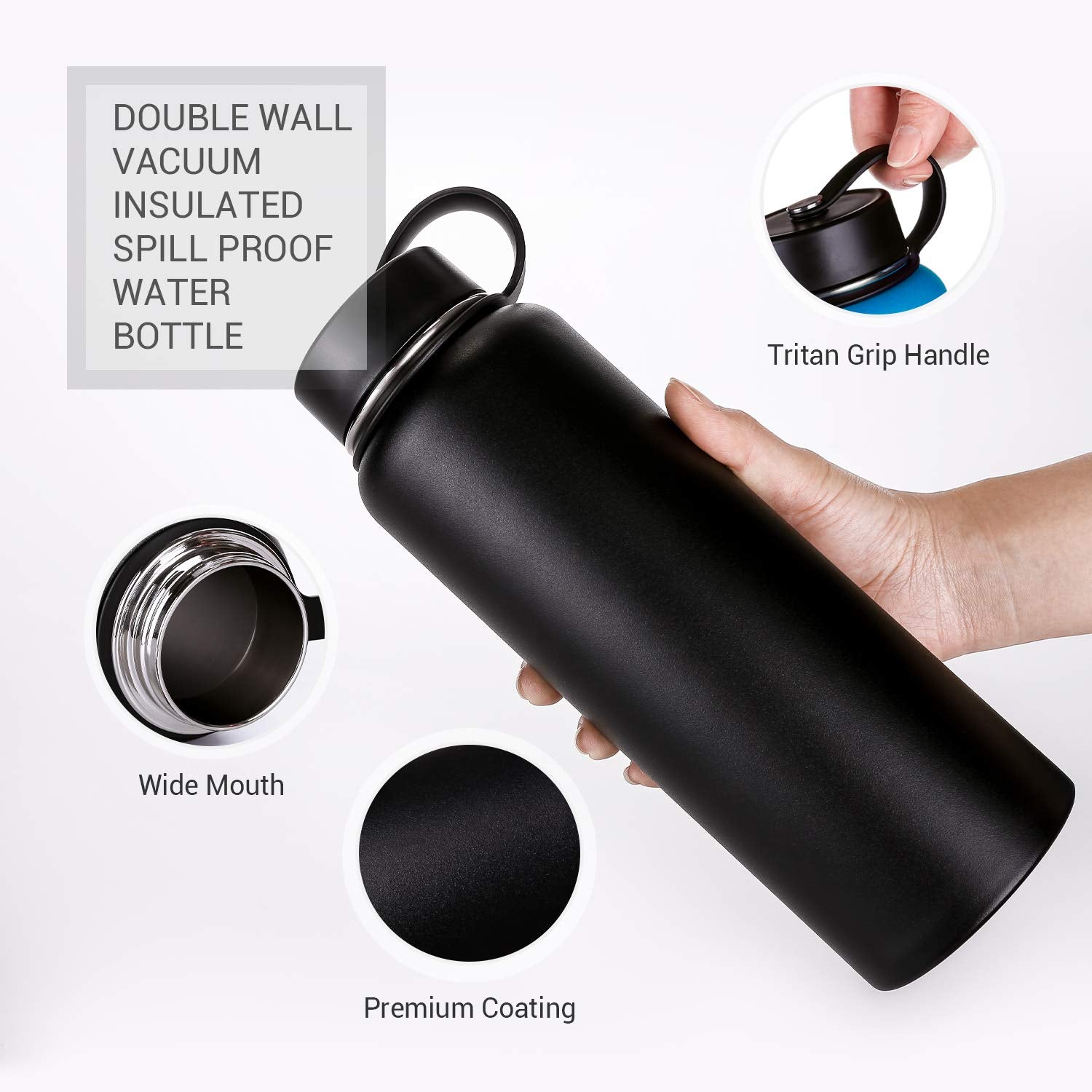 S.Y Home&Outdoor Insulated Water Bottle Wide Mouth Stainless Steel Vacuum Insulated Travel Sports Water Bottle, Bpa Free, Waterp