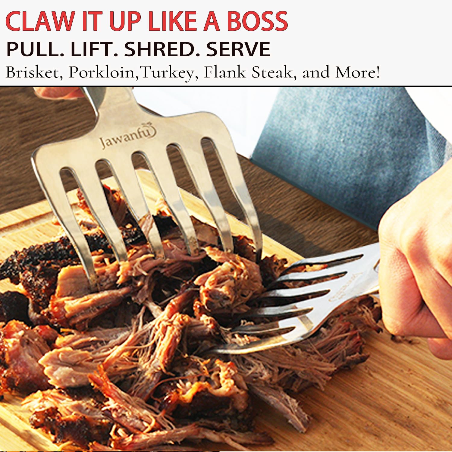 Jawanfu Meat Shredder Claws, Stainless Steel Bear Claws For Shredding Meat, Bbq Forks For Handling, Lifting Pork, Chicken, Metal