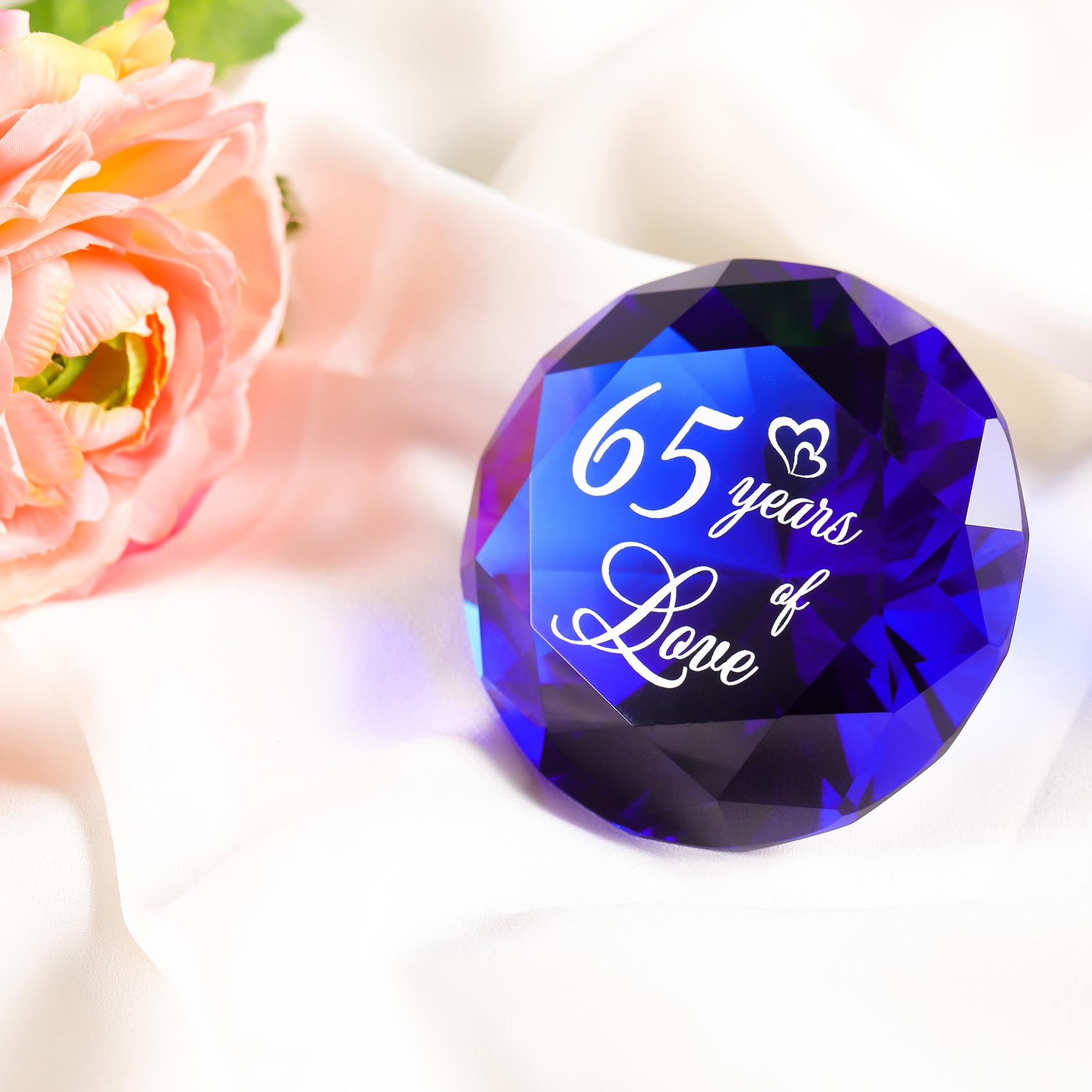 YWHL 65th Wedding Anniversary Sapphire Gifts for Couples, 65 Years Anniversary Sapphire Crystal Wedding Gifts for Parents, Blue