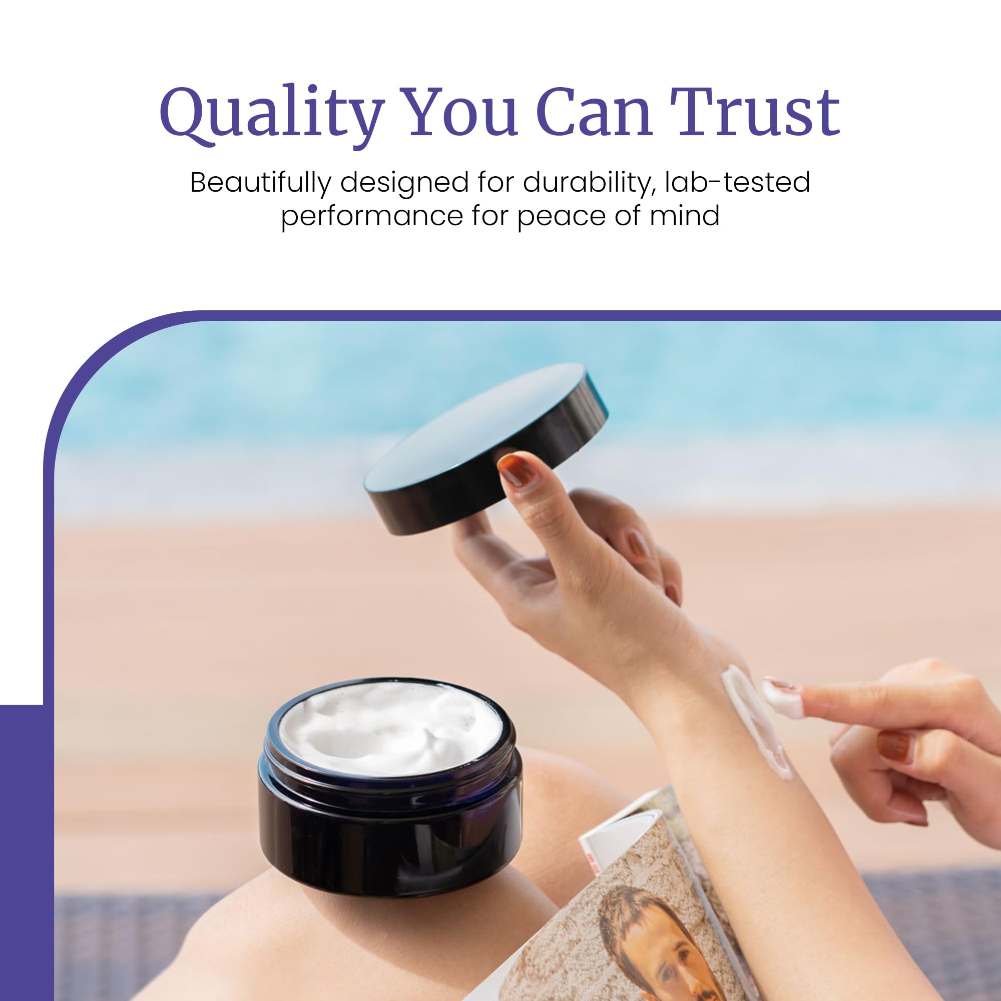 Infinity Jars Screw Top Jar 200 Ml(6.76 Fl Oz)Black Ultraviolet Refillable Cosmetic Style Travel Bottle Glass Jar Empty Cosmetic