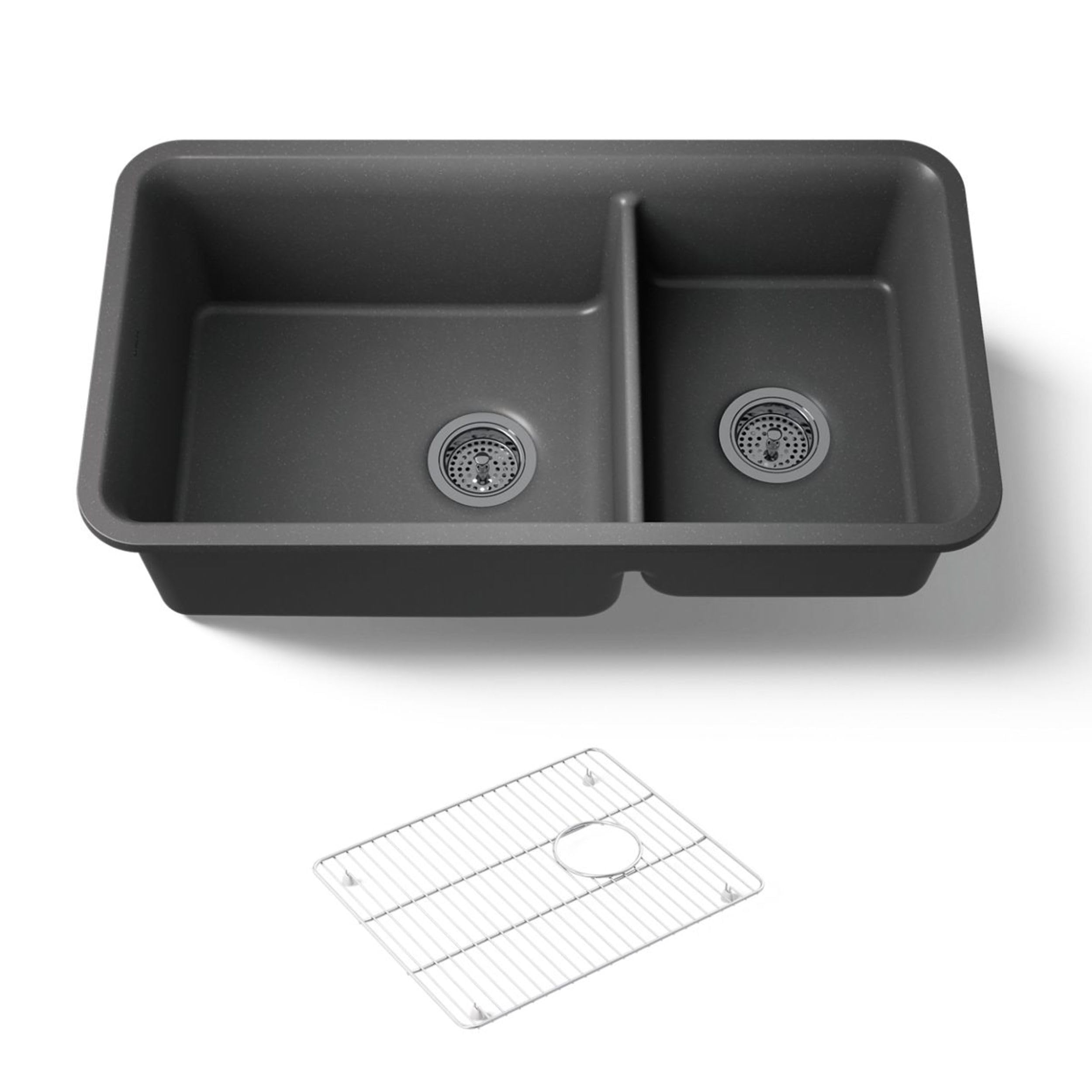 Kohler 8204-CM7 Cairn 33-1/2 undermount double-bowl kitchen sink, Matte Graphite
