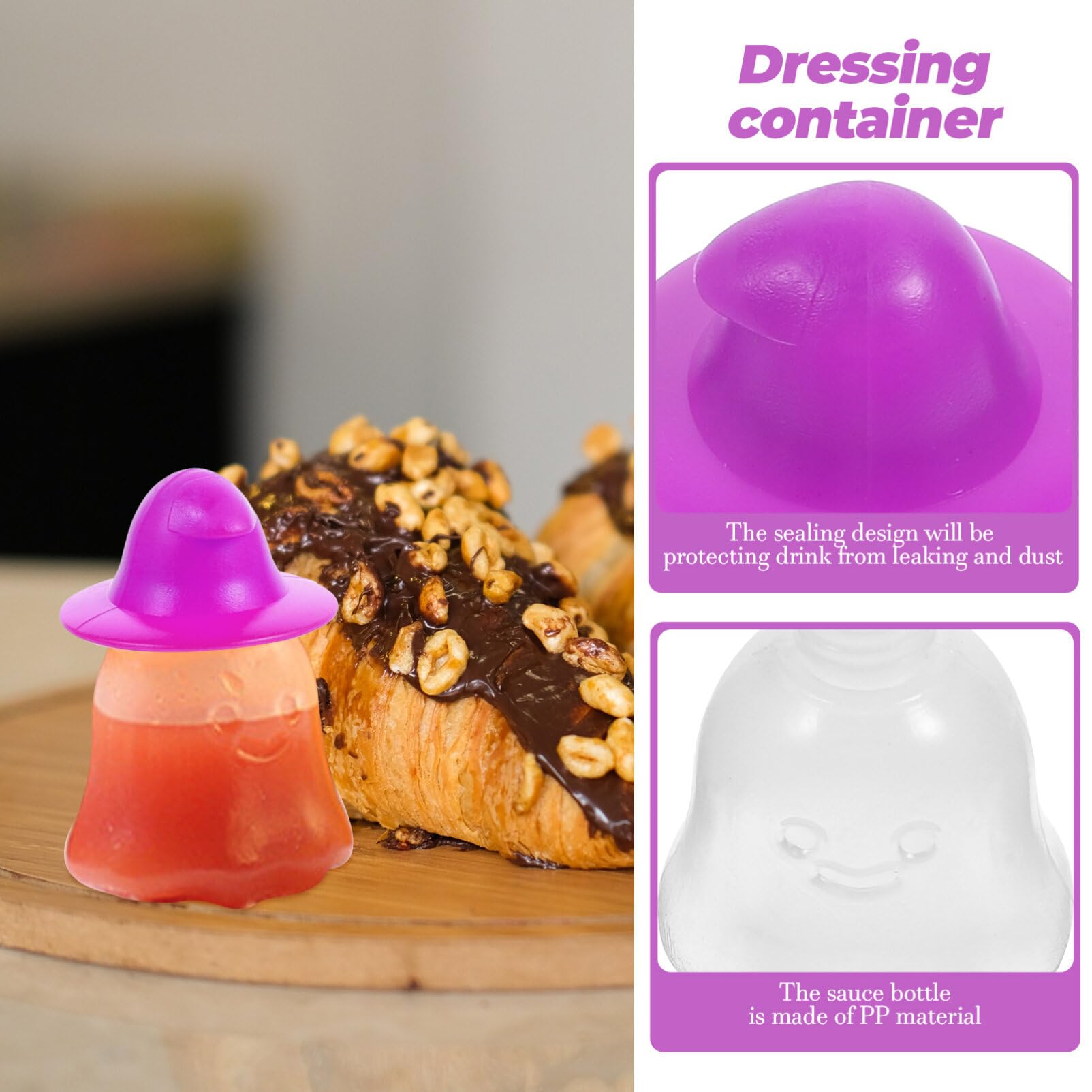 Hemoton 4Pcs Squeeze Salad Dressing Bottles Halloween Pumpkin Shape Portable Sauce Bottle Condiment Bottles Dressing To Go Condi